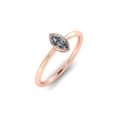 0.20 Carat White Marquise Diamond Low Setting Style in 18 Karat Gold