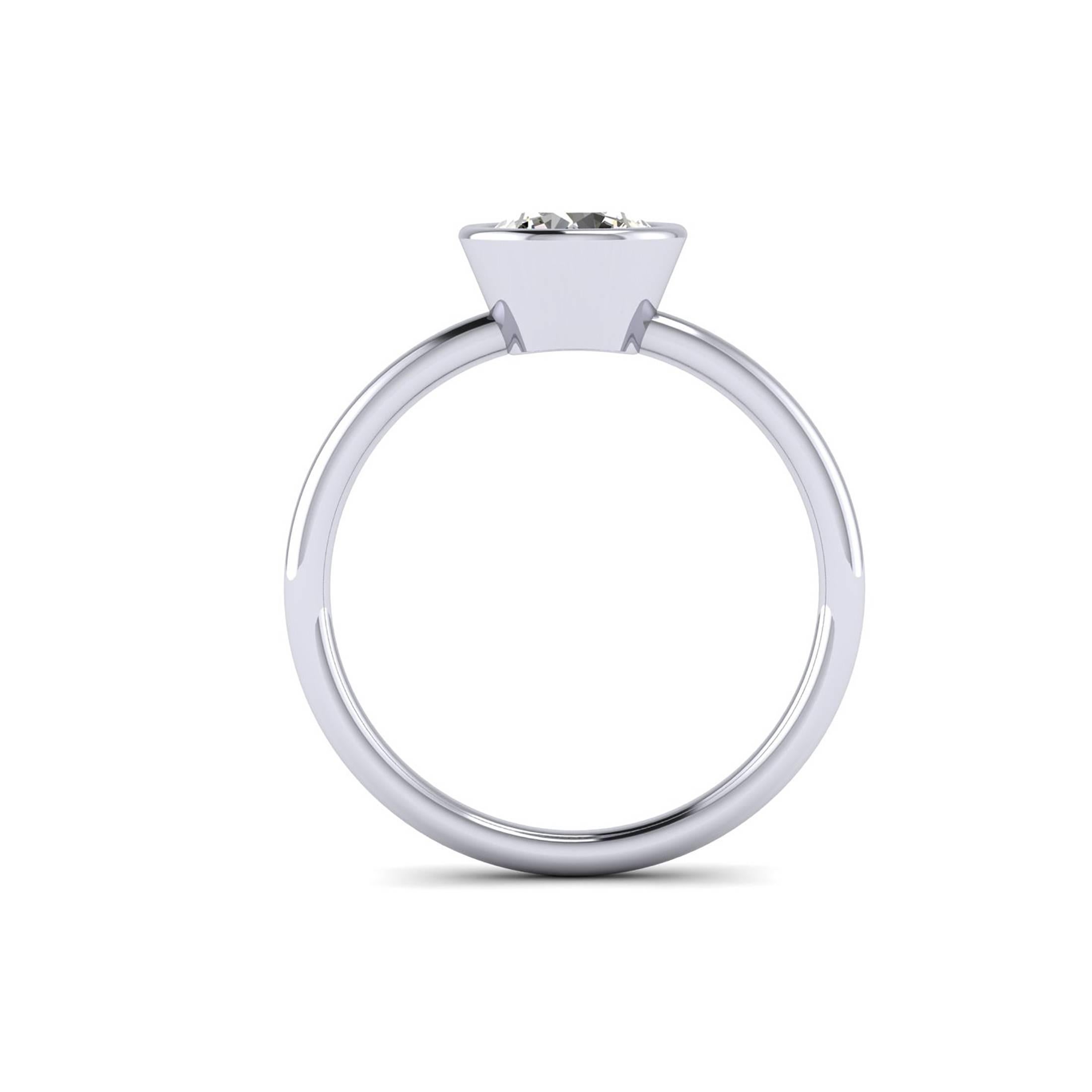 Modern GIA Certified 1.01 Carat White Diamond in Platinum 950 Handmade Ring For Sale