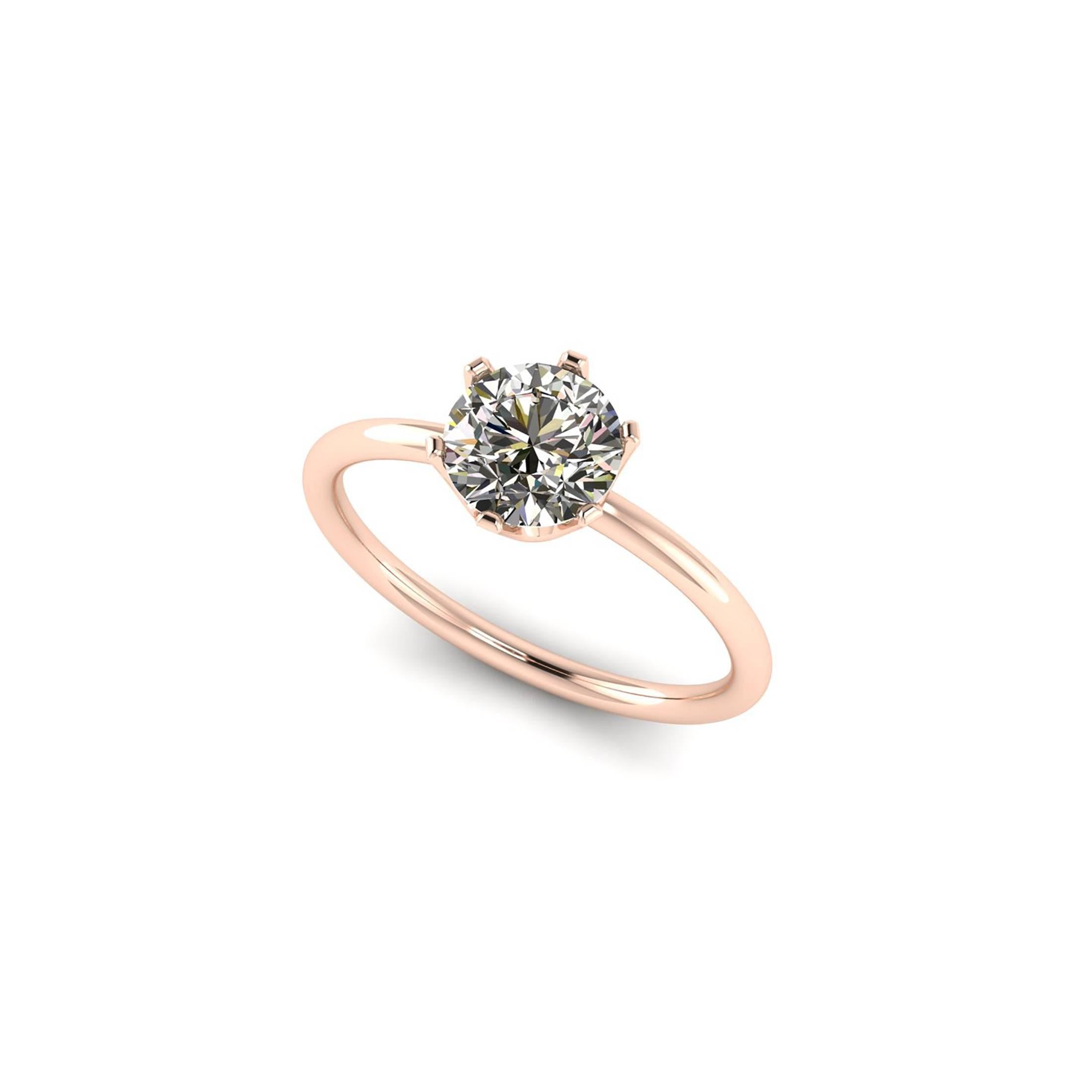 Modern GIA Certified 1.01 Carat White Diamond in 18 Rose Gold Solitaire Engagement Ring For Sale