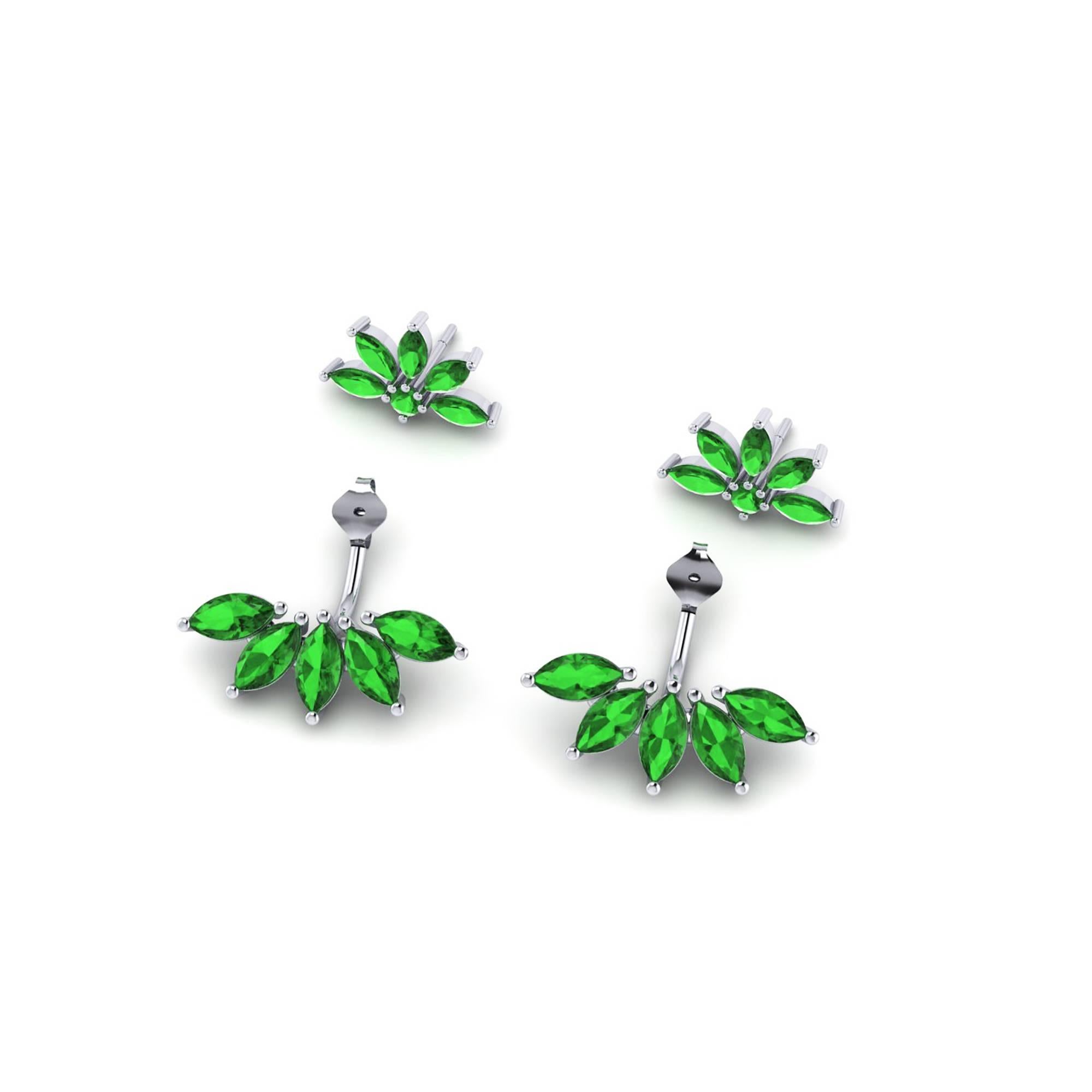 Ferrucci 3.90 carat Tsavorite marquise shape set in 18k white gold earrings hand made in NY by Italian master jeweler and designer Francesco Ferrucci.
Hand selected Tsavorite gems and new design to conceive a fresh, deep feeling of calm, clean