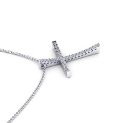 Ferrucci 0.28 Carat White Diamond Cross Necklace Made in Platinum 950