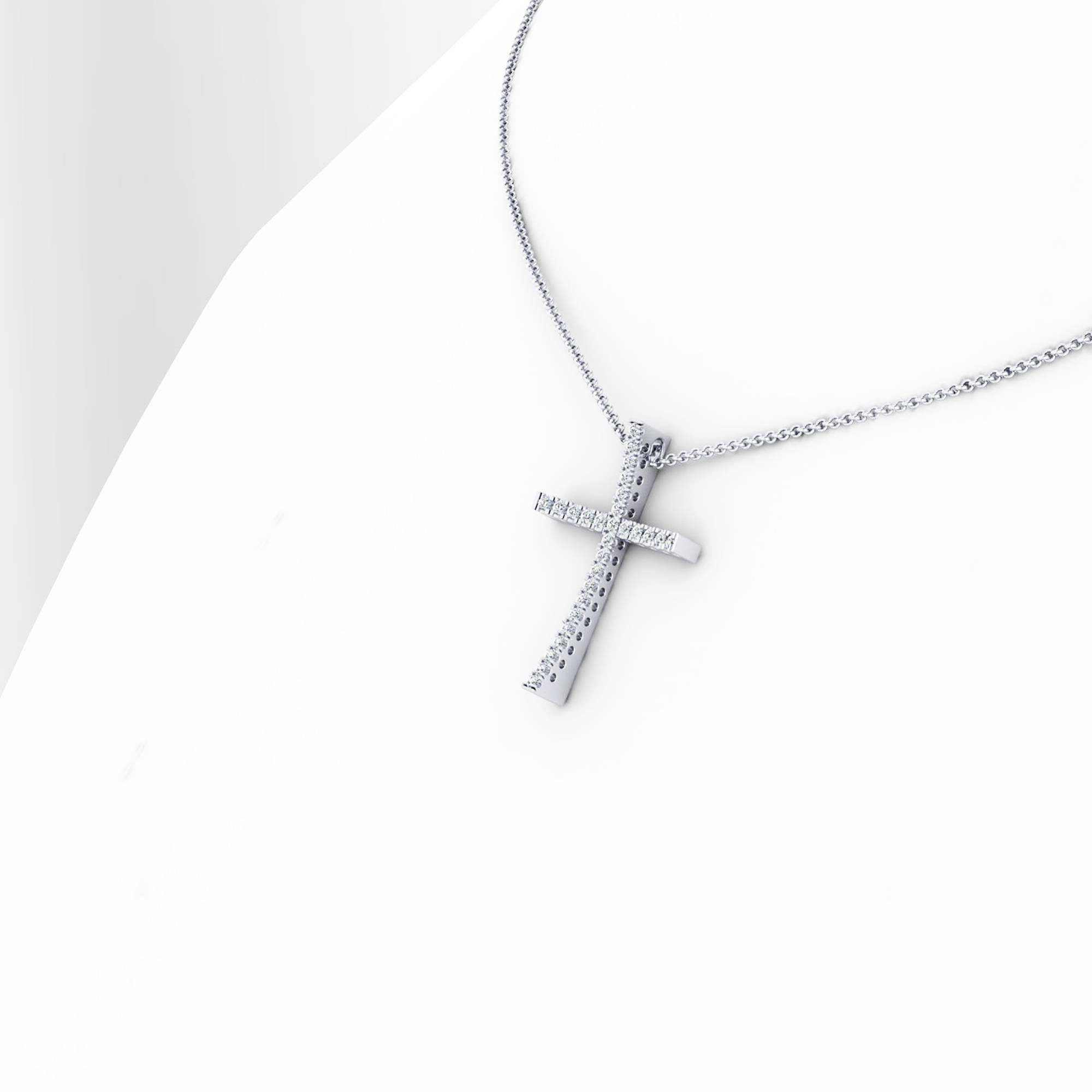 Ferrucci: 18 Karat Gold Cross Halskette mit 0,28 Karat weißem Diamanten von Ferrucci im Zustand „Neu“ im Angebot in New York, NY