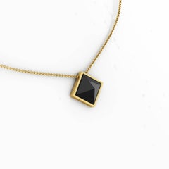 Ferrucci Black Onyx Pyramid Necklace Pendant in 18 Karat Yellow Gold
