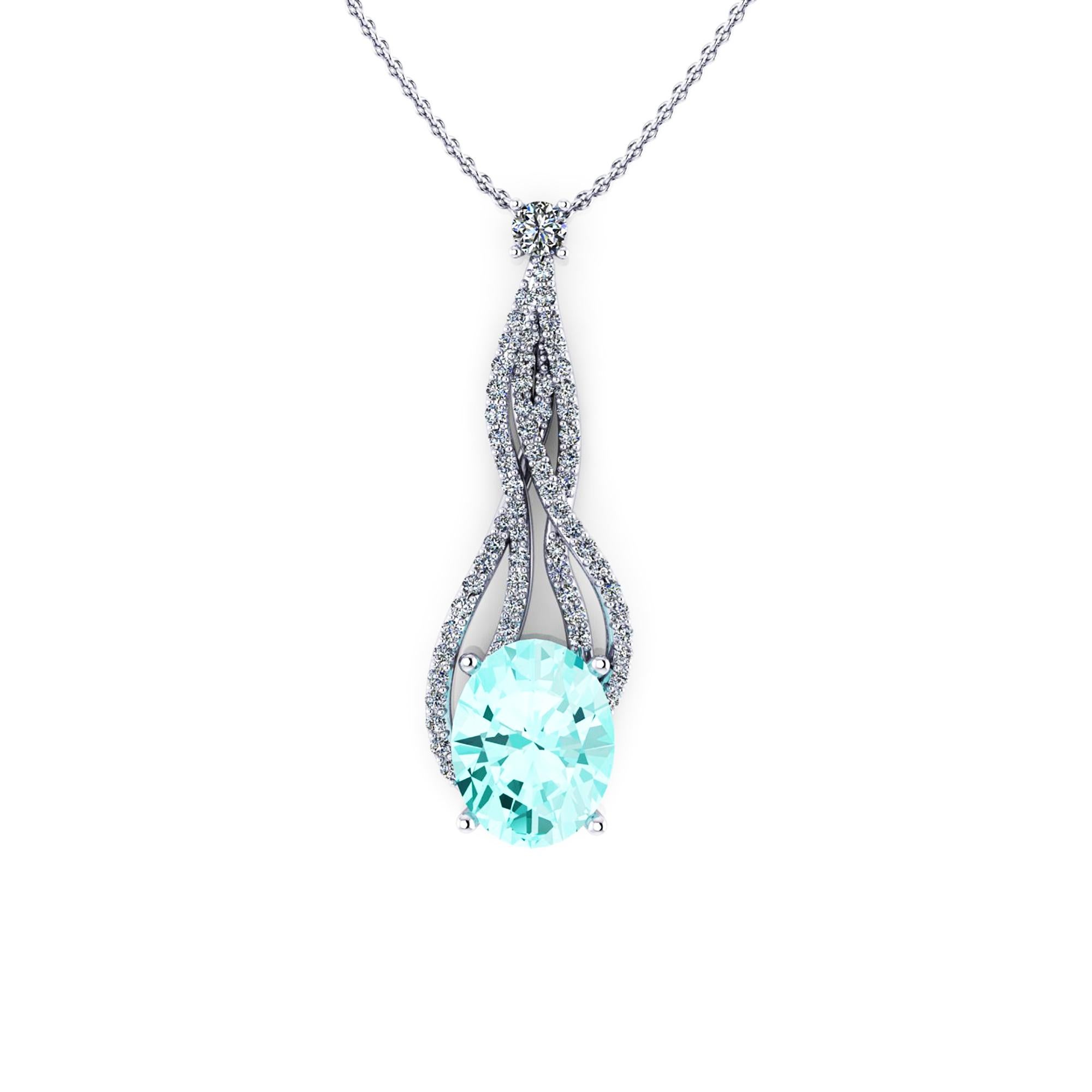 Women's AGL Certified 2.11 Carat Paraiba Tourmaline Diamonds 18 Karat White Gold Pendant