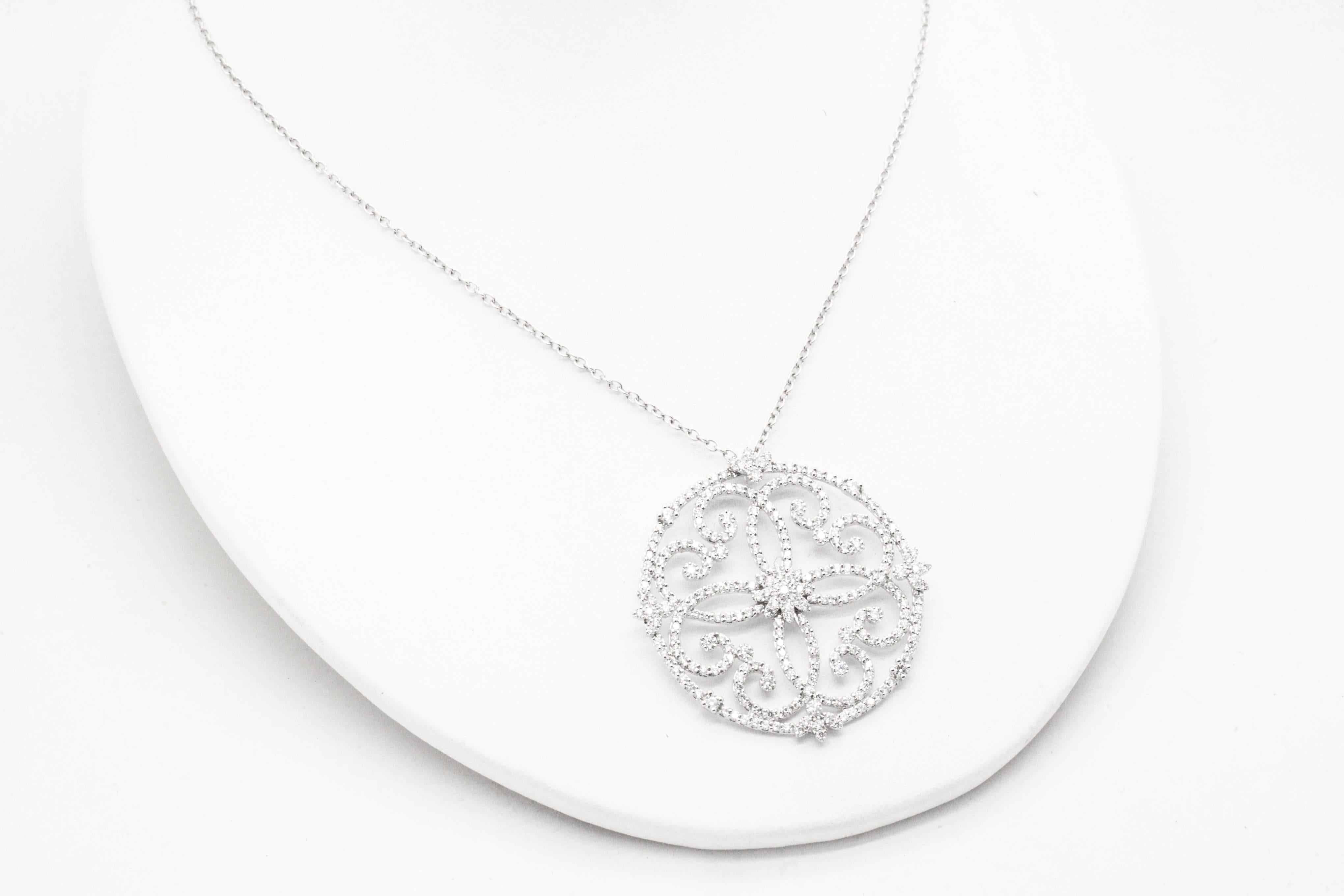 Ferrucci & Co. Diamond Necklace in 18 Karat White Gold, Handmade in Italy 3