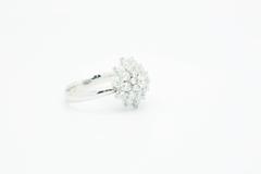 2.13 carat White Diamonds Flower Cluster 18k white gold Ring