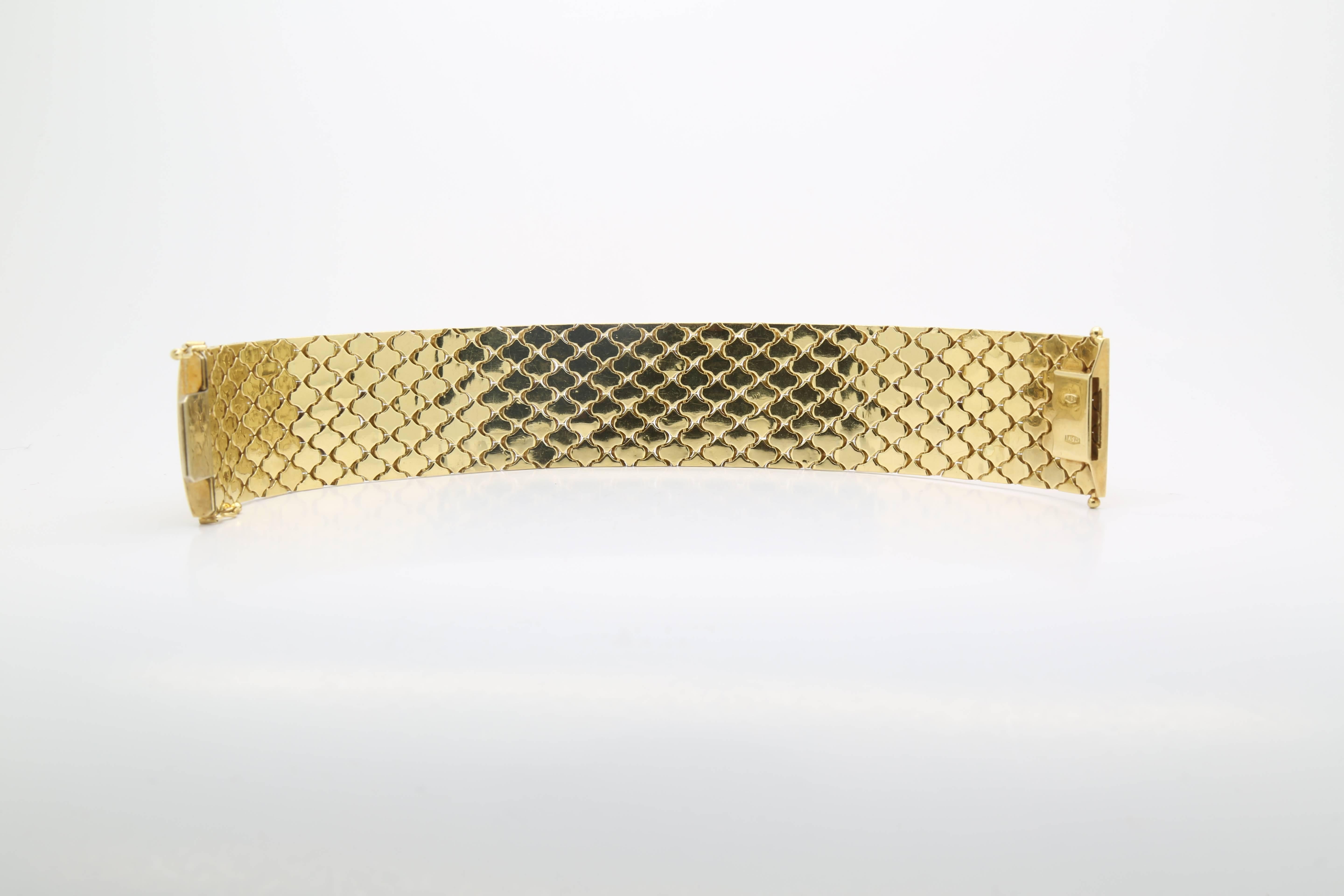 Art Deco Ferrucci Link Wide Two-Color 18 Karat Gold Bracelet