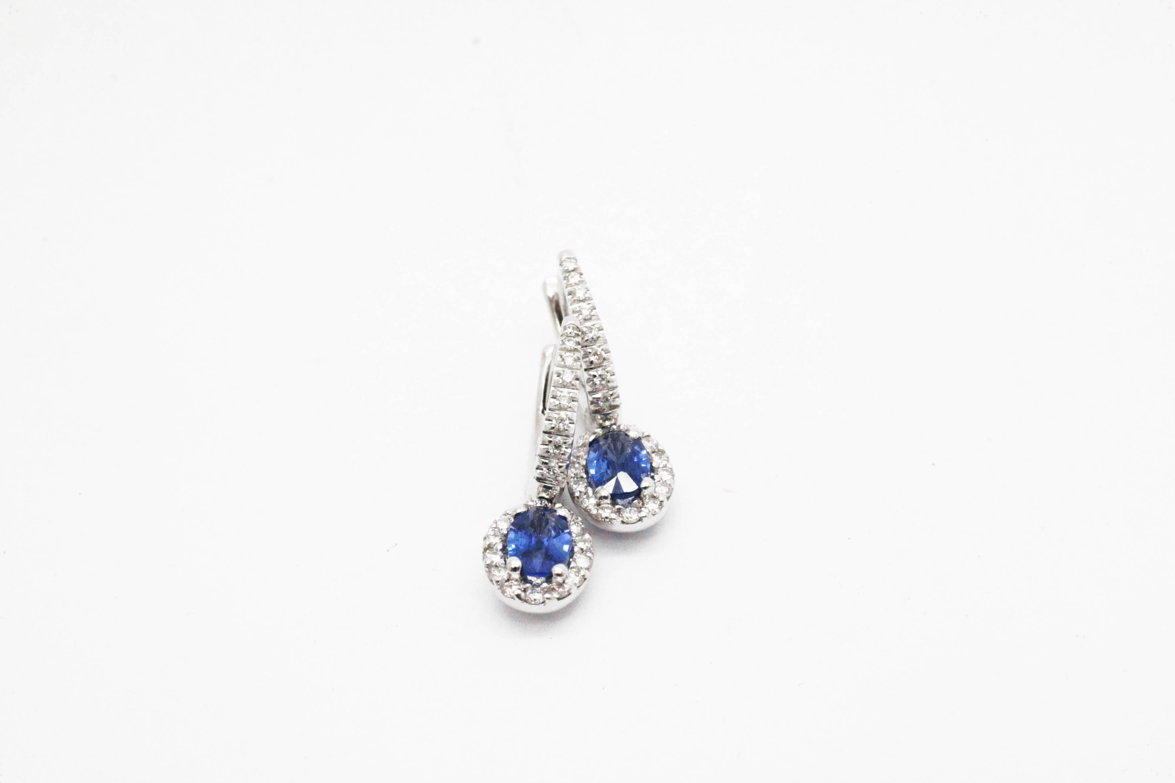 Women's Ferrucci Blue Sapphire and Diamond Dangling Earrings