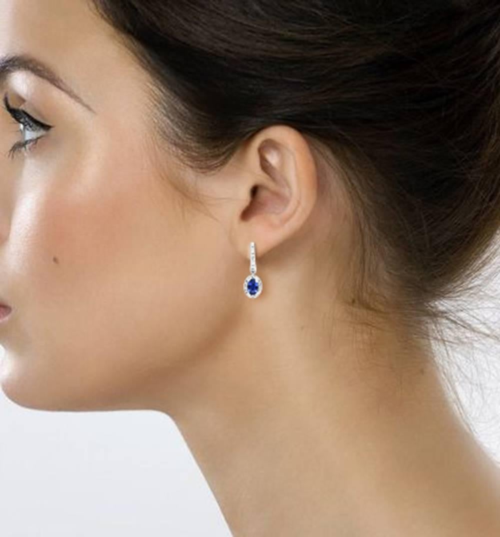 Ferrucci Blue Sapphire and Diamond Dangling Earrings 1