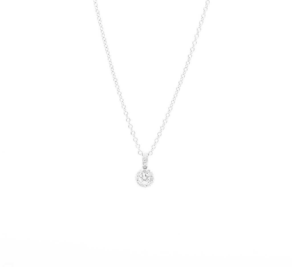 Women's Ferrucci 0.26 carat Diamonds Halo 18k white gold Necklace For Sale