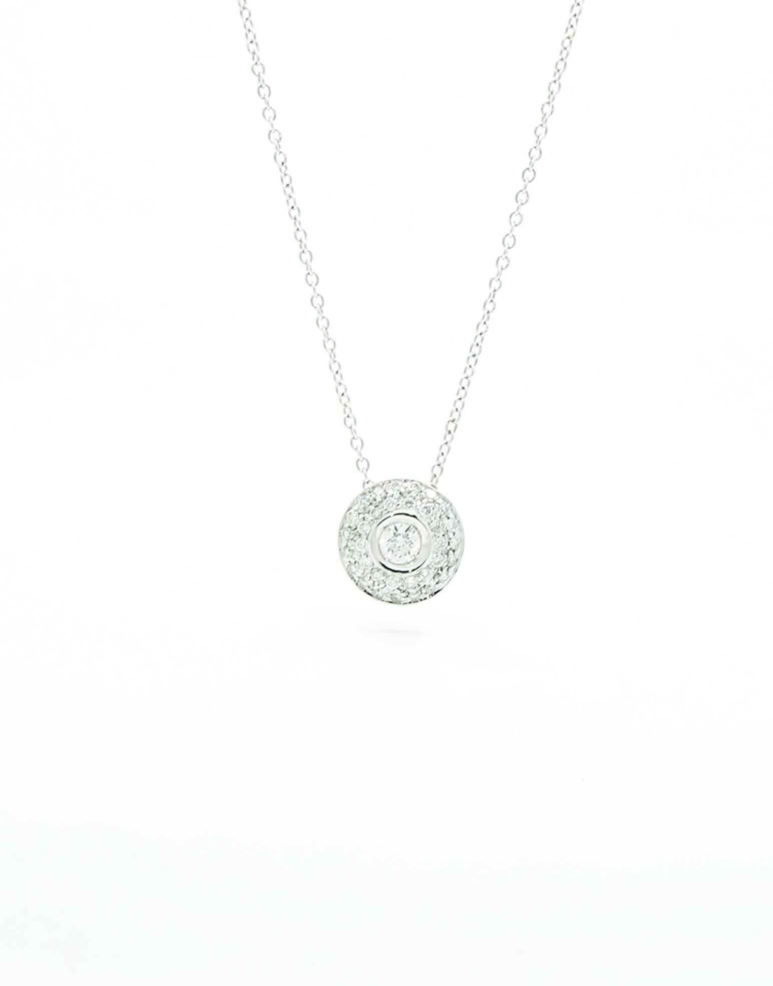 0.42 Carat Diamond 18k white Gold Necklace Pendant For Sale 1