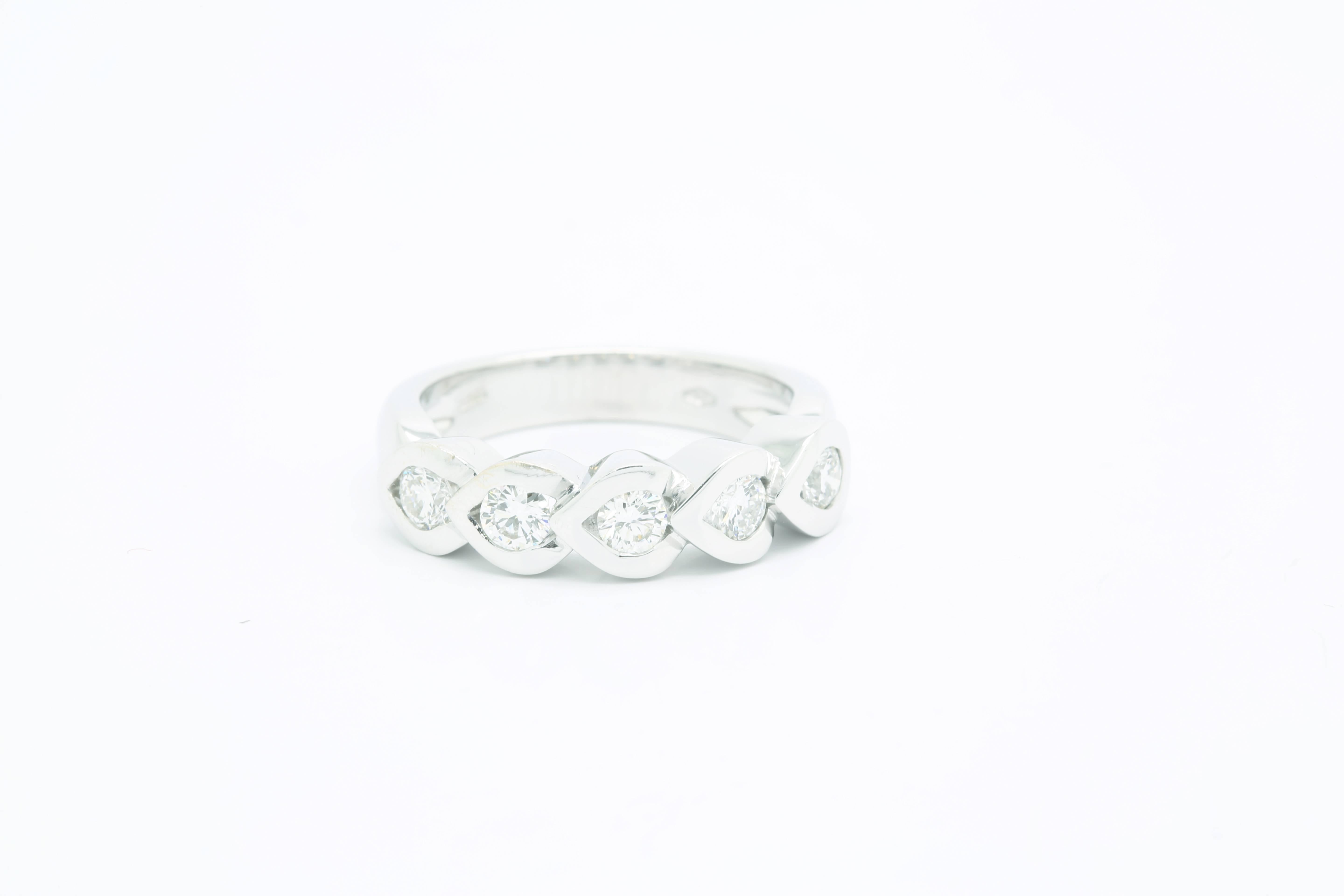 Women's Ferrucci Five-Diamond Braided Gold Ring For Sale