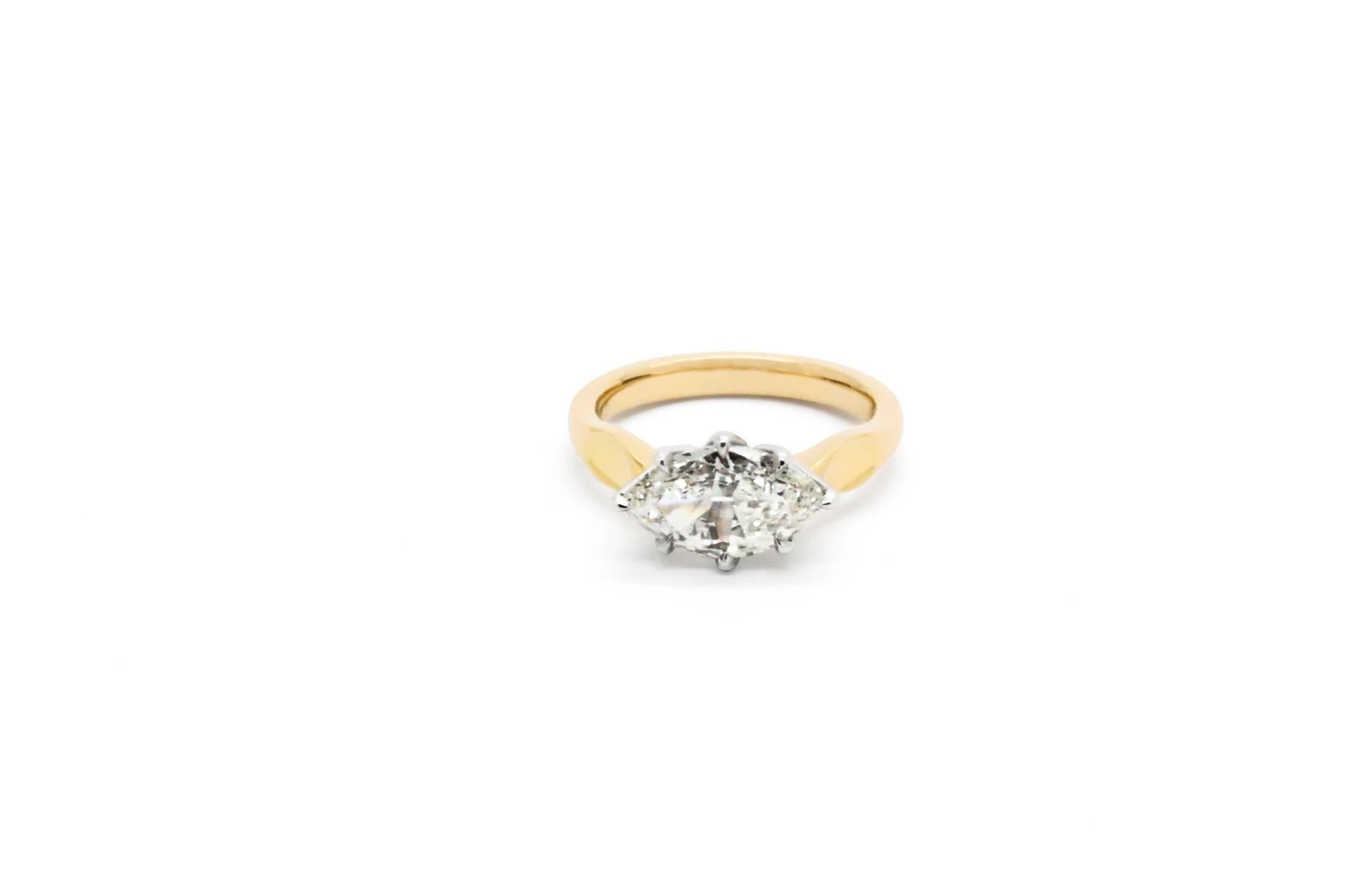 1.50 carat GIA Certified carat Marquise Diamond 18k gold and Platinum Ring 4