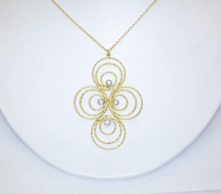 Doria 0.24 Carat White Diamonds Yellow Gold Platinum Pendant Necklace