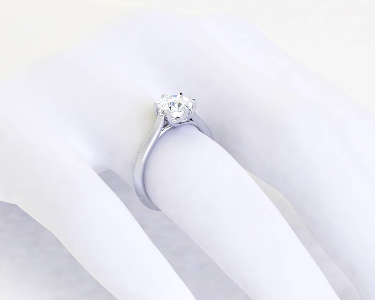 Ferrucci GIA Certified 1.00 Carat F Color VVS2 Clarity Platinum Solitaire Ring 2