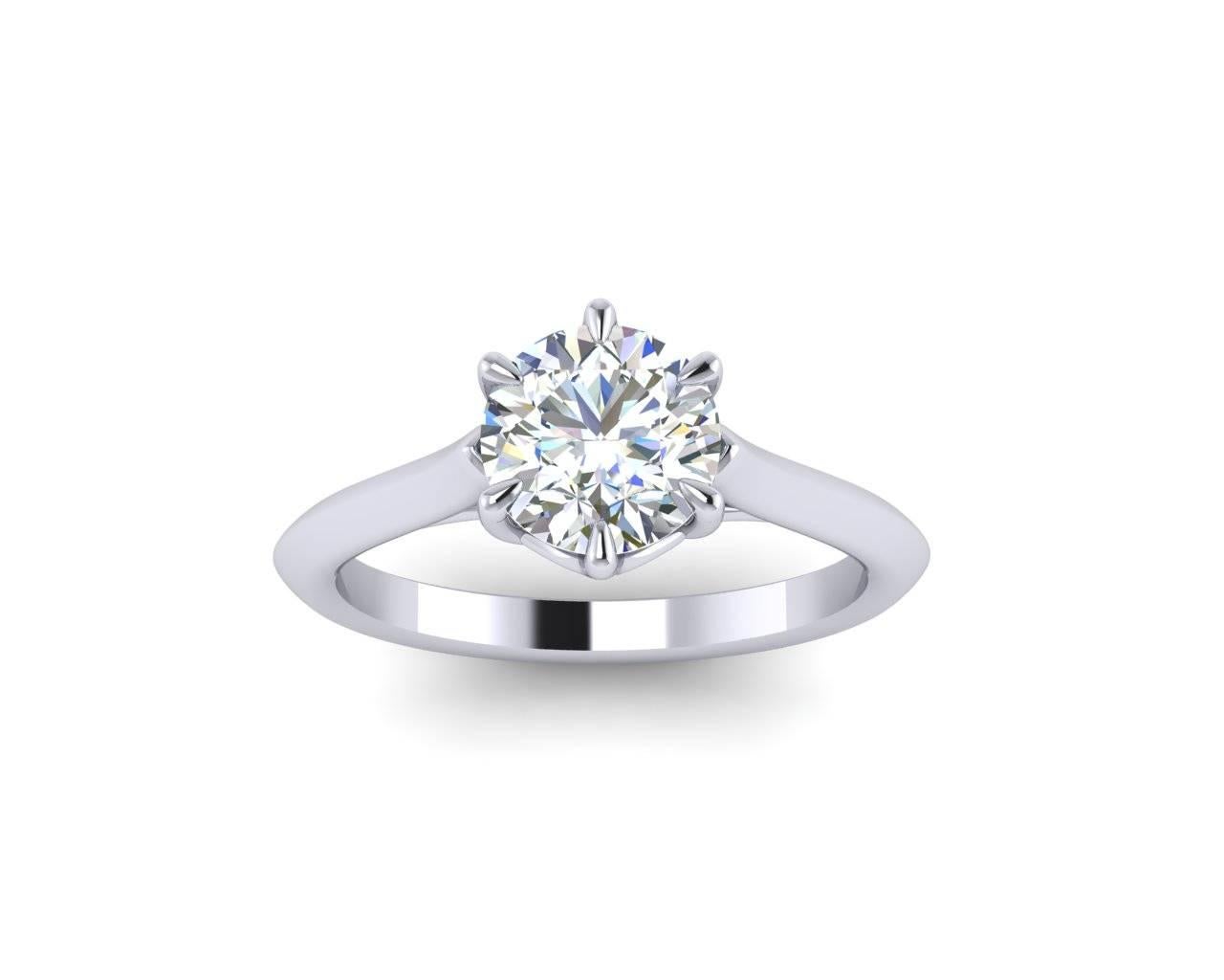 Ferrucci GIA Certified 1.00 Carat F Color VVS2 Clarity Platinum Solitaire Ring 5