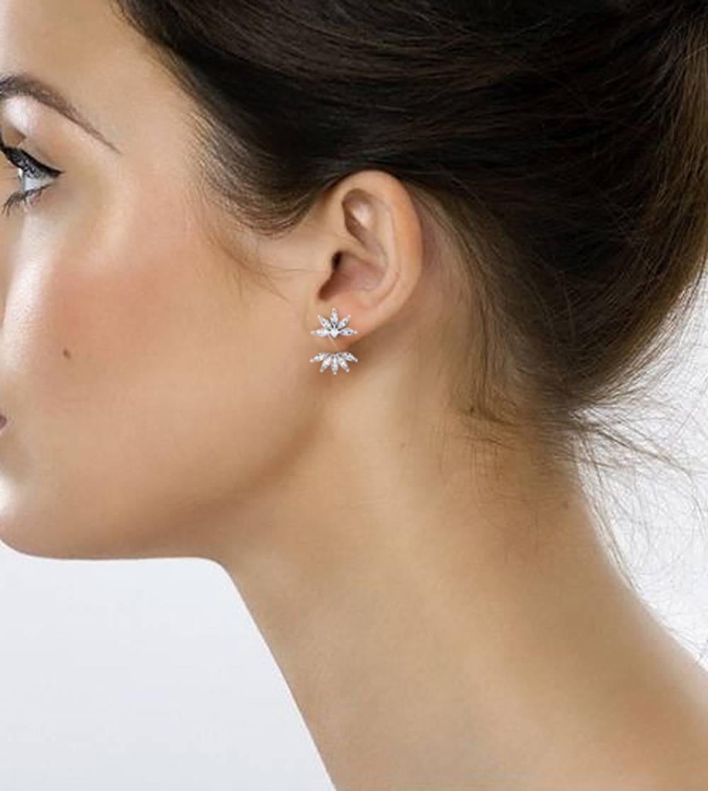 Women's Ferrucci 2.10 Carat Marquise Diamonds Star 18k white gold Earrings