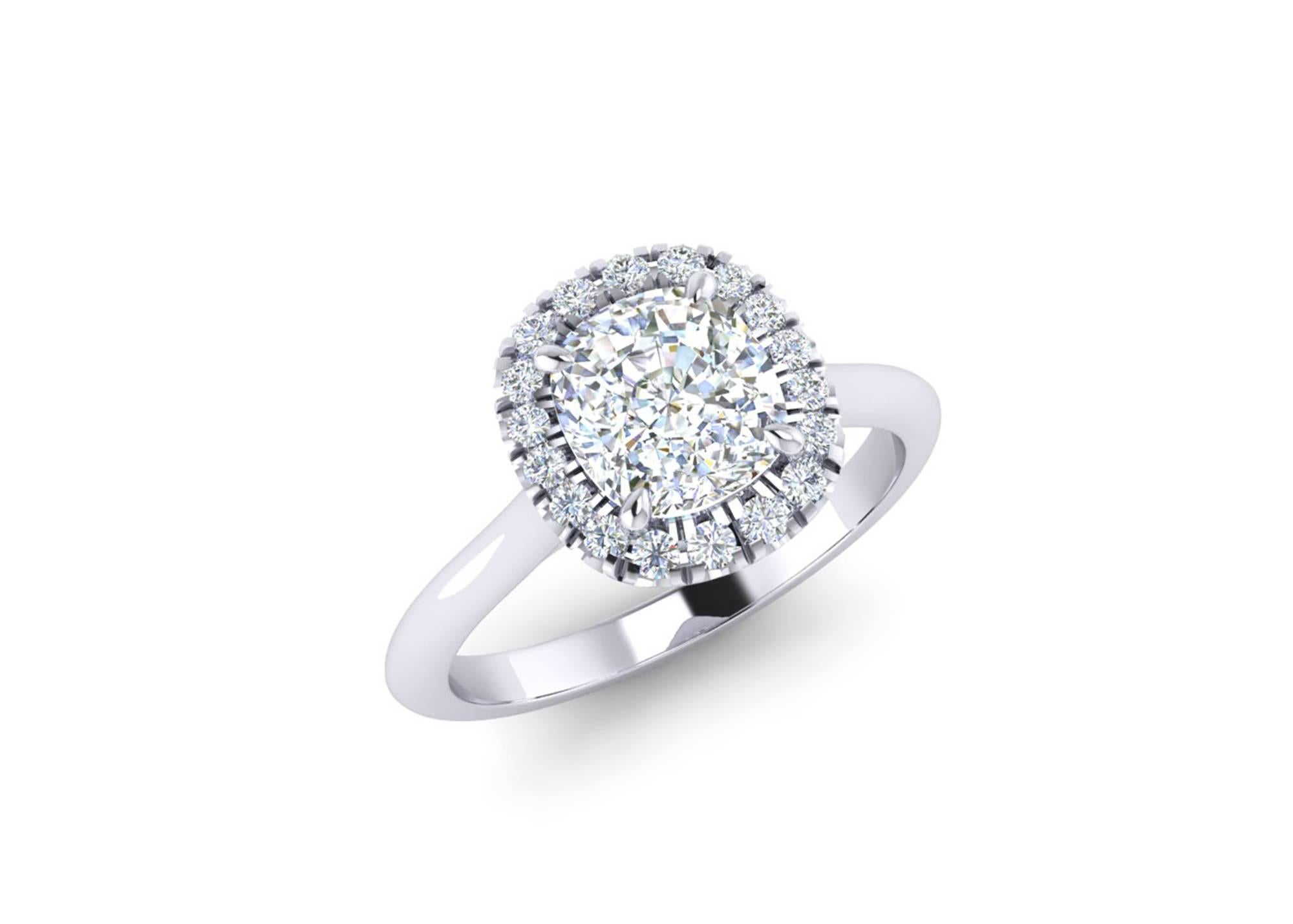 Ferrucci GIA Certified 1.51 Carat Certified Cushion Diamond Halo Platinum Ring In New Condition In New York, NY