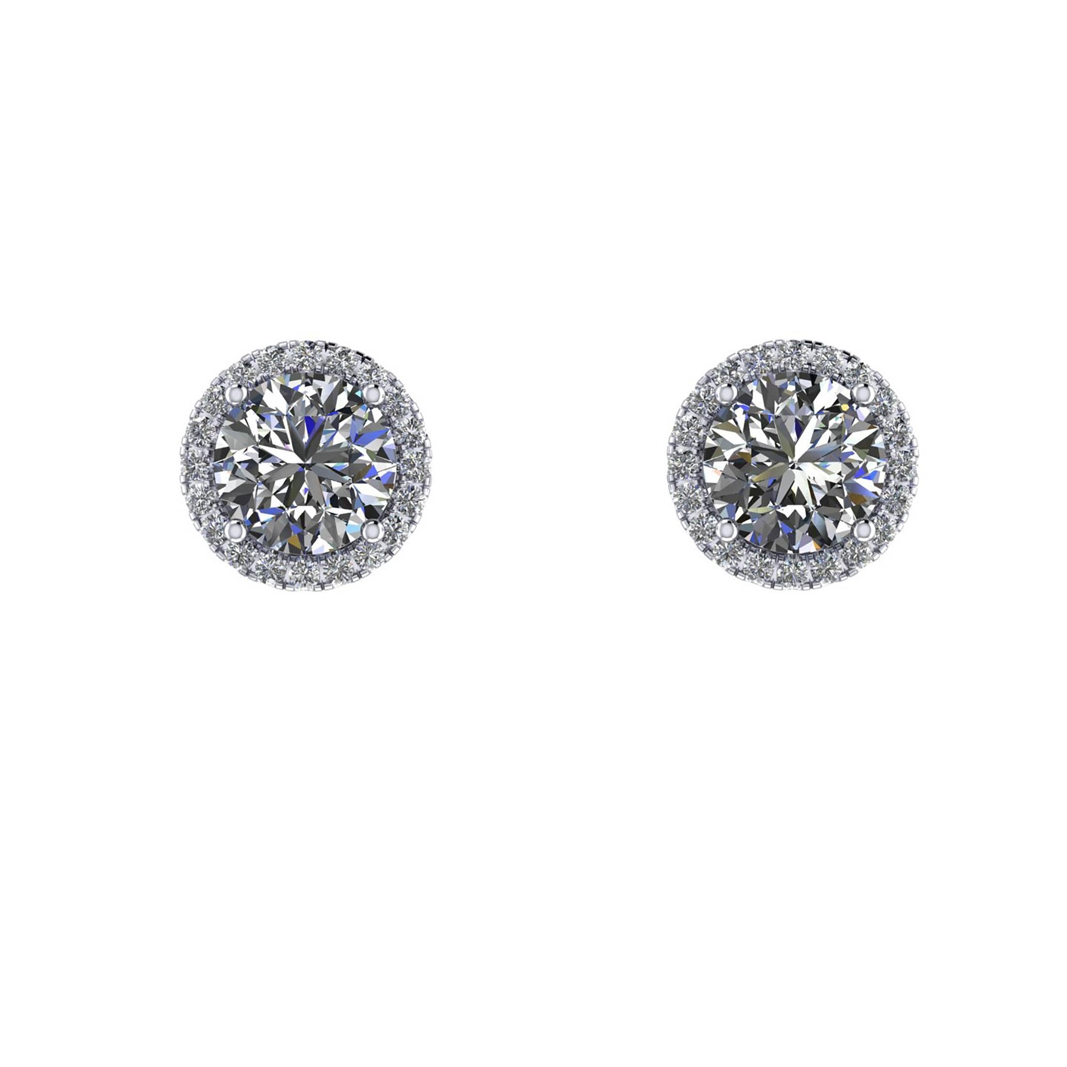 Women's Ferrucci GIA Certified 2.15 Carat Diamond Platinum Halo Stud Earrings