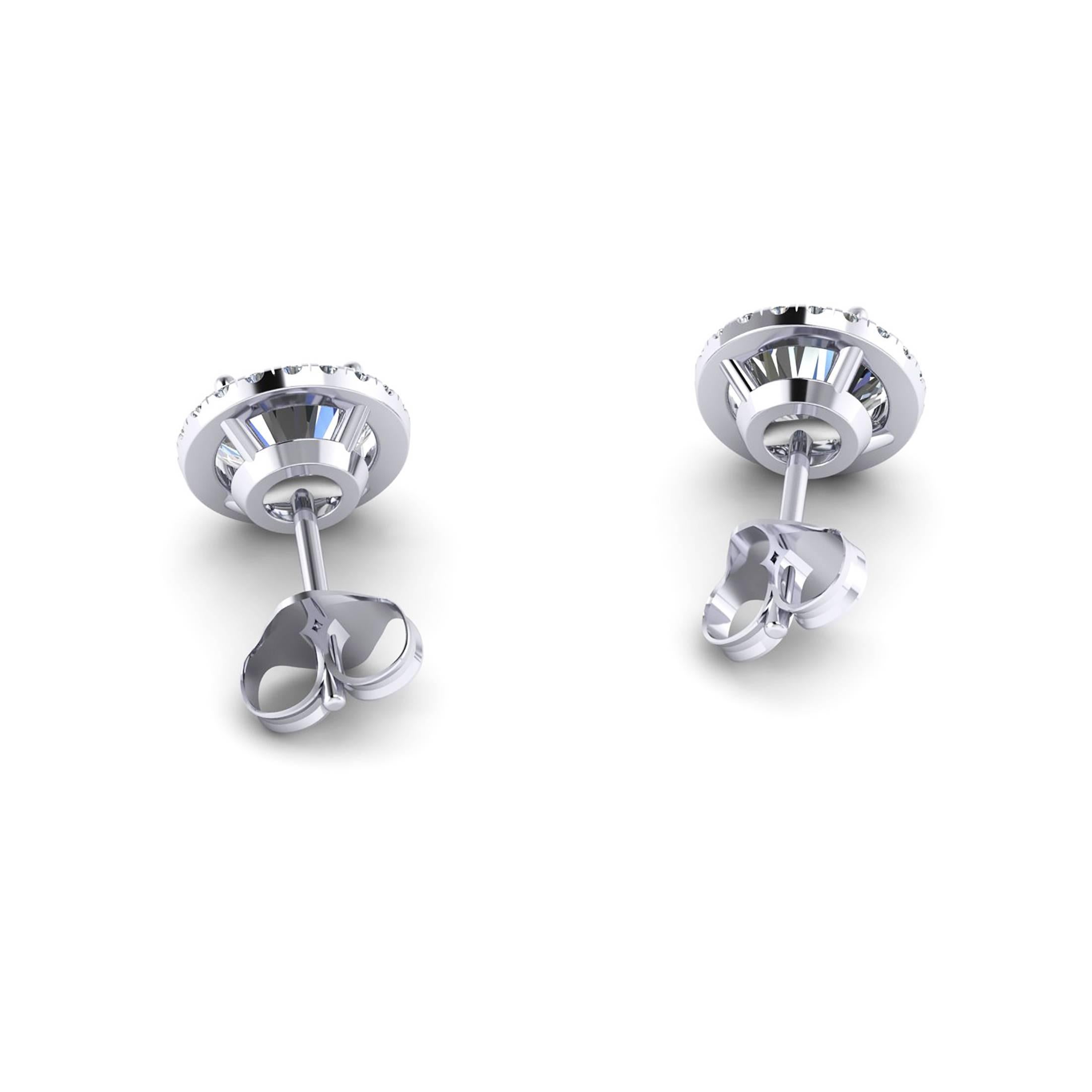 Ferrucci GIA Certified 2.15 Carat Diamond Platinum Halo Stud Earrings 1