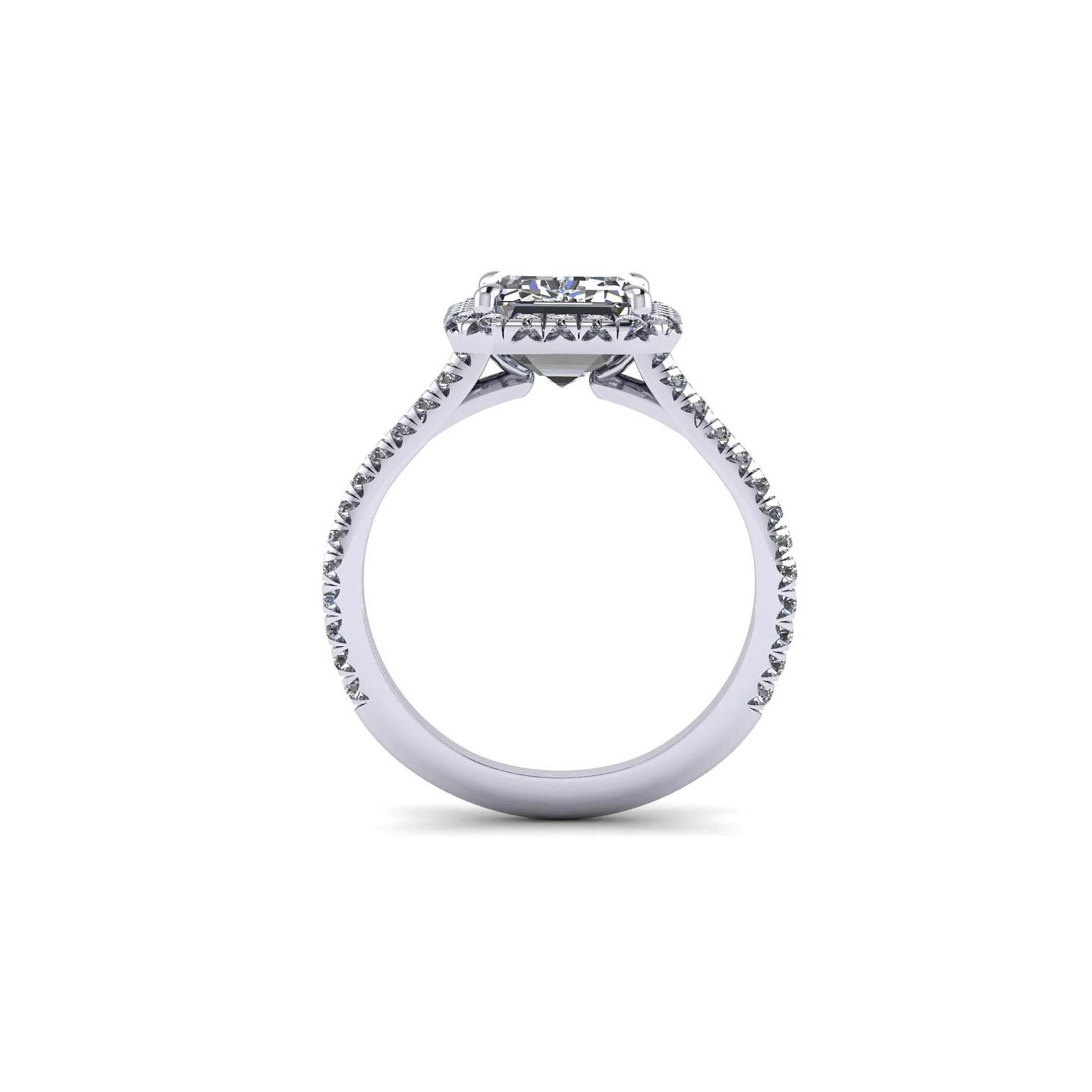 Classical Roman Ferrucci GIA Certified 3.00 Carat Emerald Cut Diamond F Color Engagement Ring