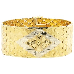 Ferrucci Link Wide Two-Color 18 Karat Gold Bracelet