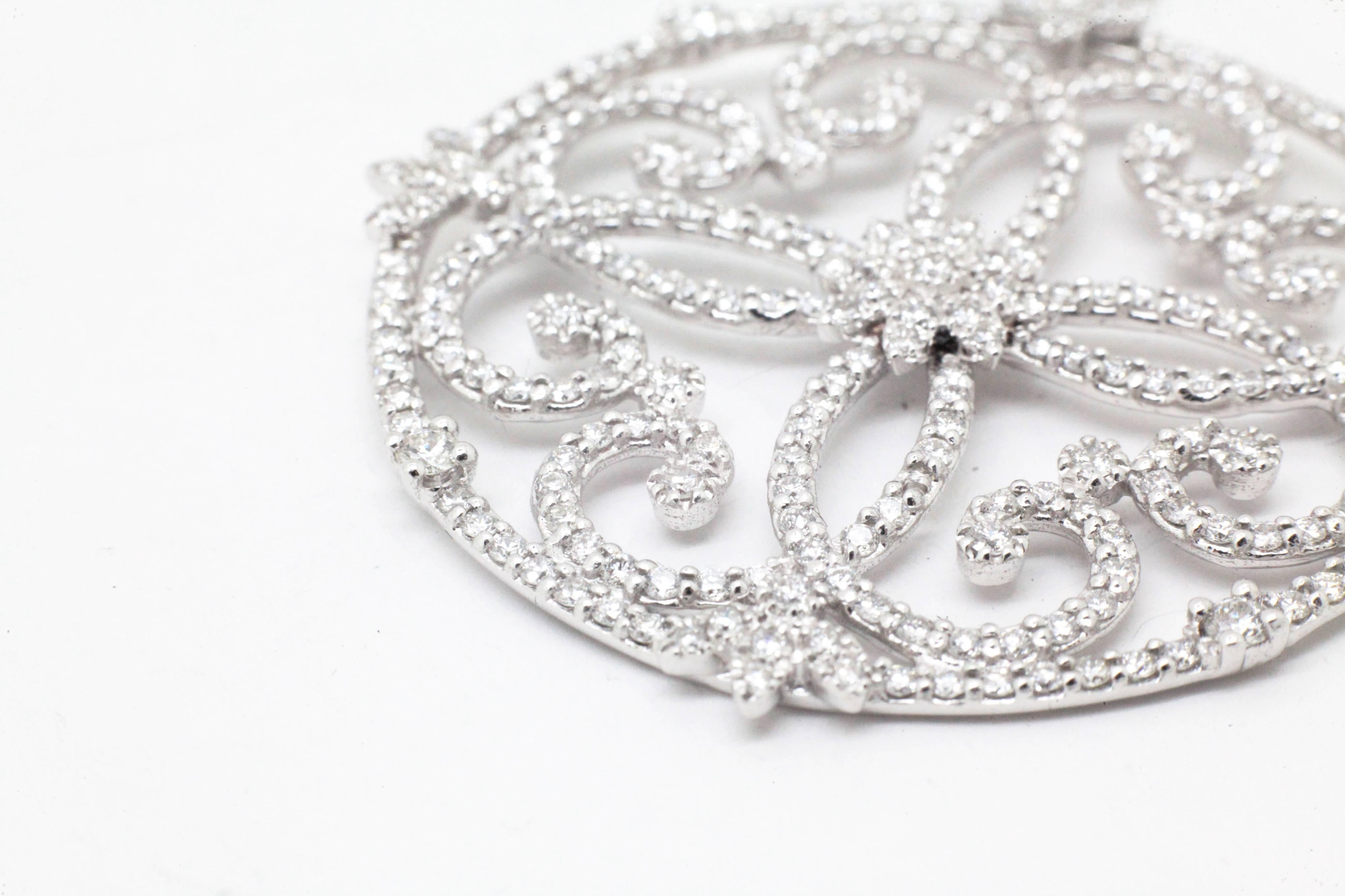 Ferrucci 2.80 Carat White Diamonds Necklace Handmade in 18 Karat White Gold In New Condition In New York, NY