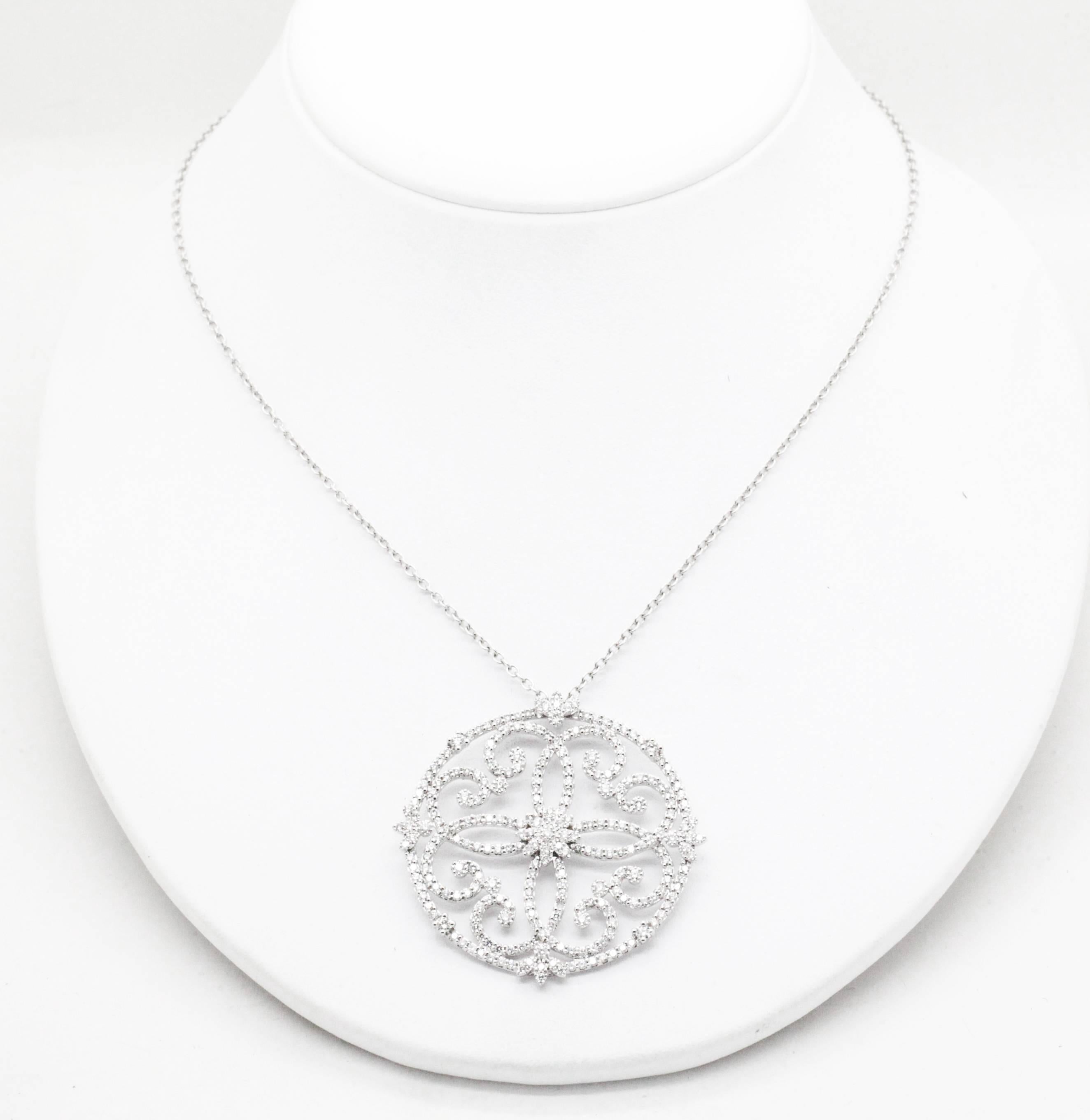 Ferrucci 2.80 Carat White Diamonds Necklace Handmade in 18 Karat White Gold 3