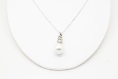 White Australian Pearl Diamond Pendant Necklace