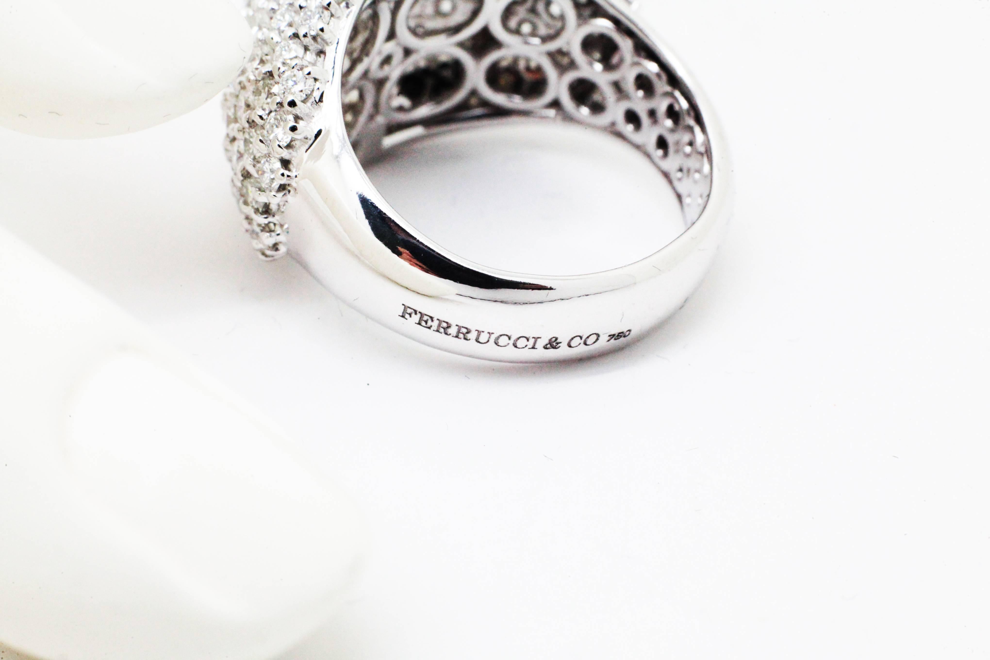 Ferrucci 3,70 Karat Diamant-Kuppel-Pavé' 18 Karat Weißer Ring Made in Italy (Art nouveau)