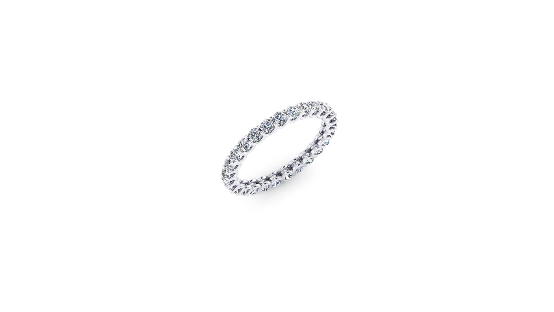 from FERRUCCI a 1.00 carats total weight Eternity Scallop band, hand made and set in Platinum 950 in New York CIty. The diamonds selected for this band are G color, VS/SI1+++ clarity, very nice white diamonds.
Ring size 6 with complimentary sizing