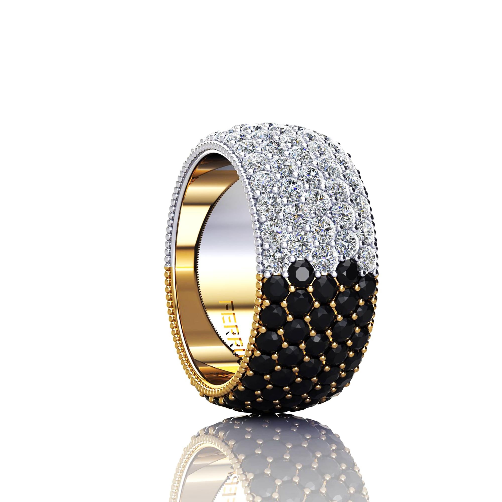 4.50 Carat Wide White and Black Diamond White and Yellow 18 Karat Gold 1