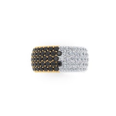 4.50 Carat Wide White and Black Diamond White and Yellow 18 Karat Gold