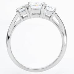 Tiffany & Co. 2.07 Carats 3 Emerald Cut Diamonds Platinum Ring