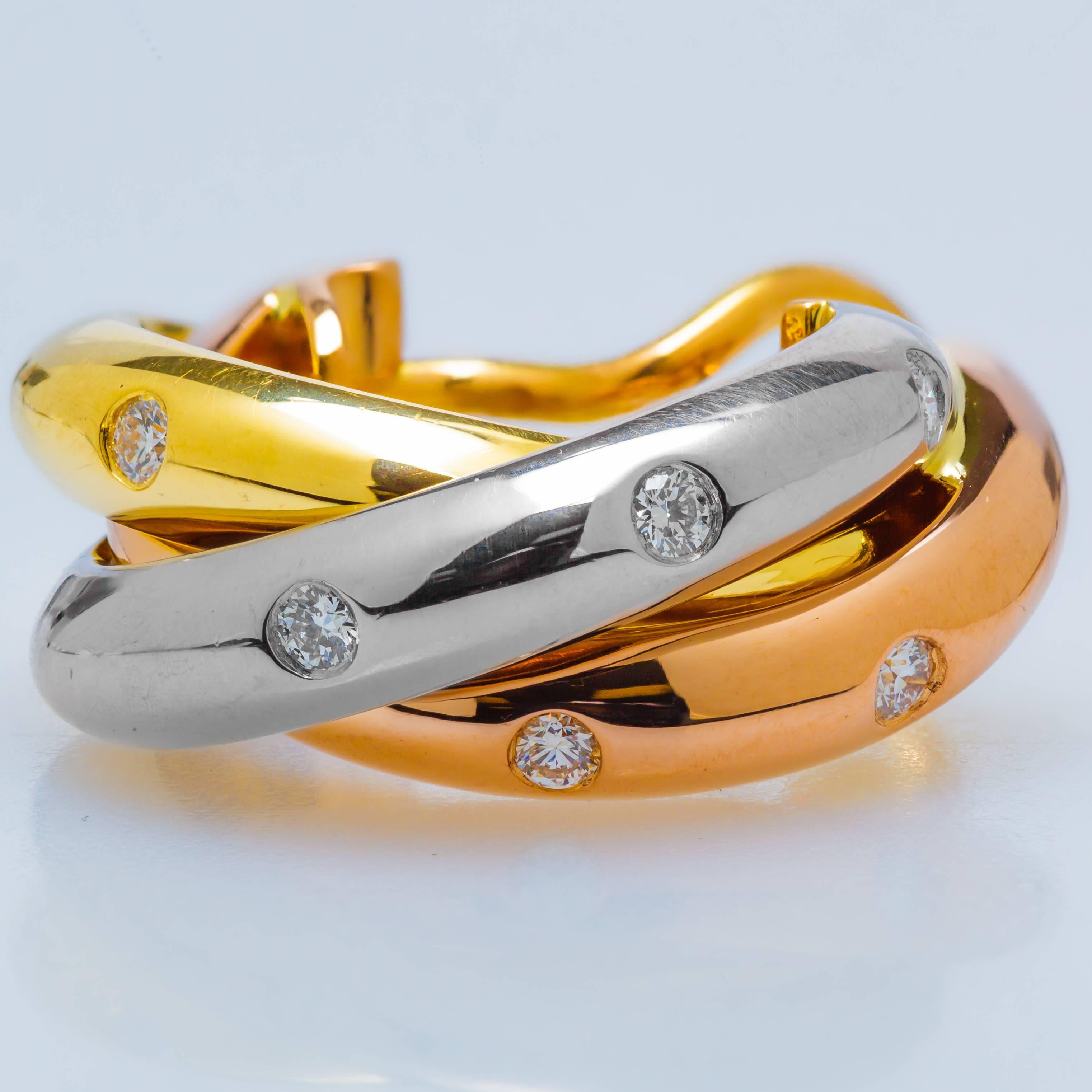 Contemporary Cartier Trinity de Cartier Diamond Three Color Gold Earrings