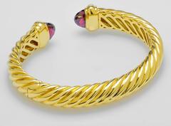 David Yurman Garnet Gold Cable Bangle Bracelet