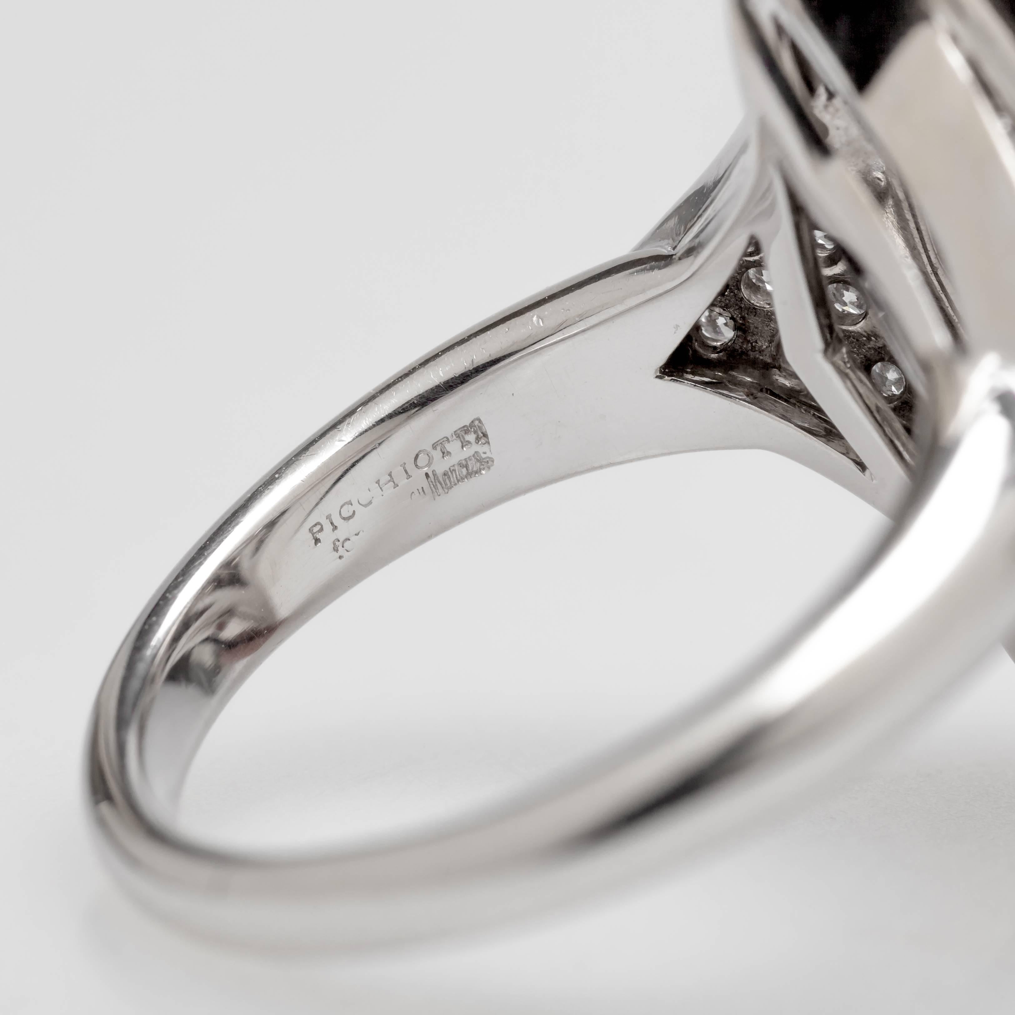 Women's Picchiotti Black Onyx Round Diamond Gold Ring For Sale
