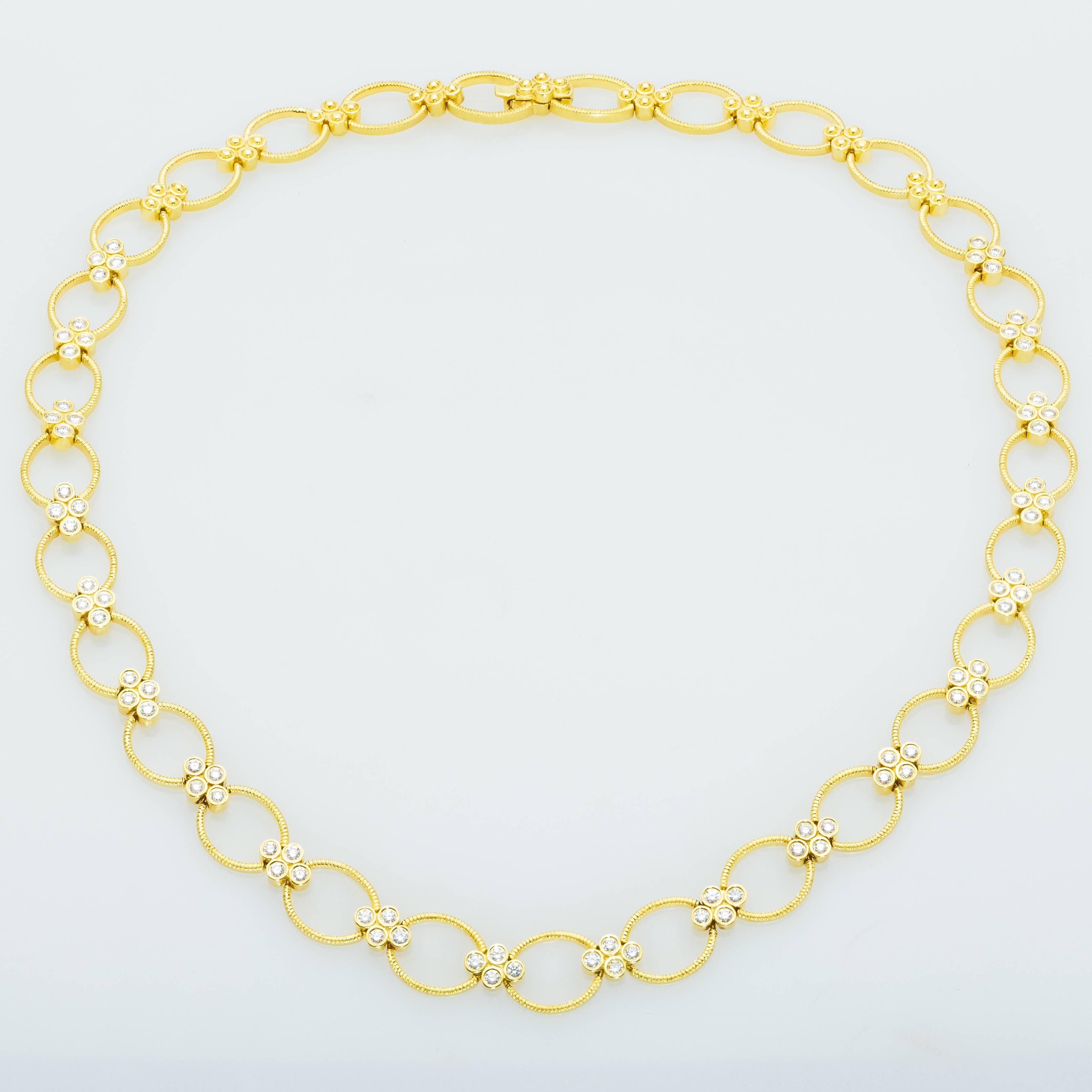 Leslie Greene 18 Karat Yellow Gold Necklace, Diamonds 1.60 Carat In Excellent Condition In Houston, TX