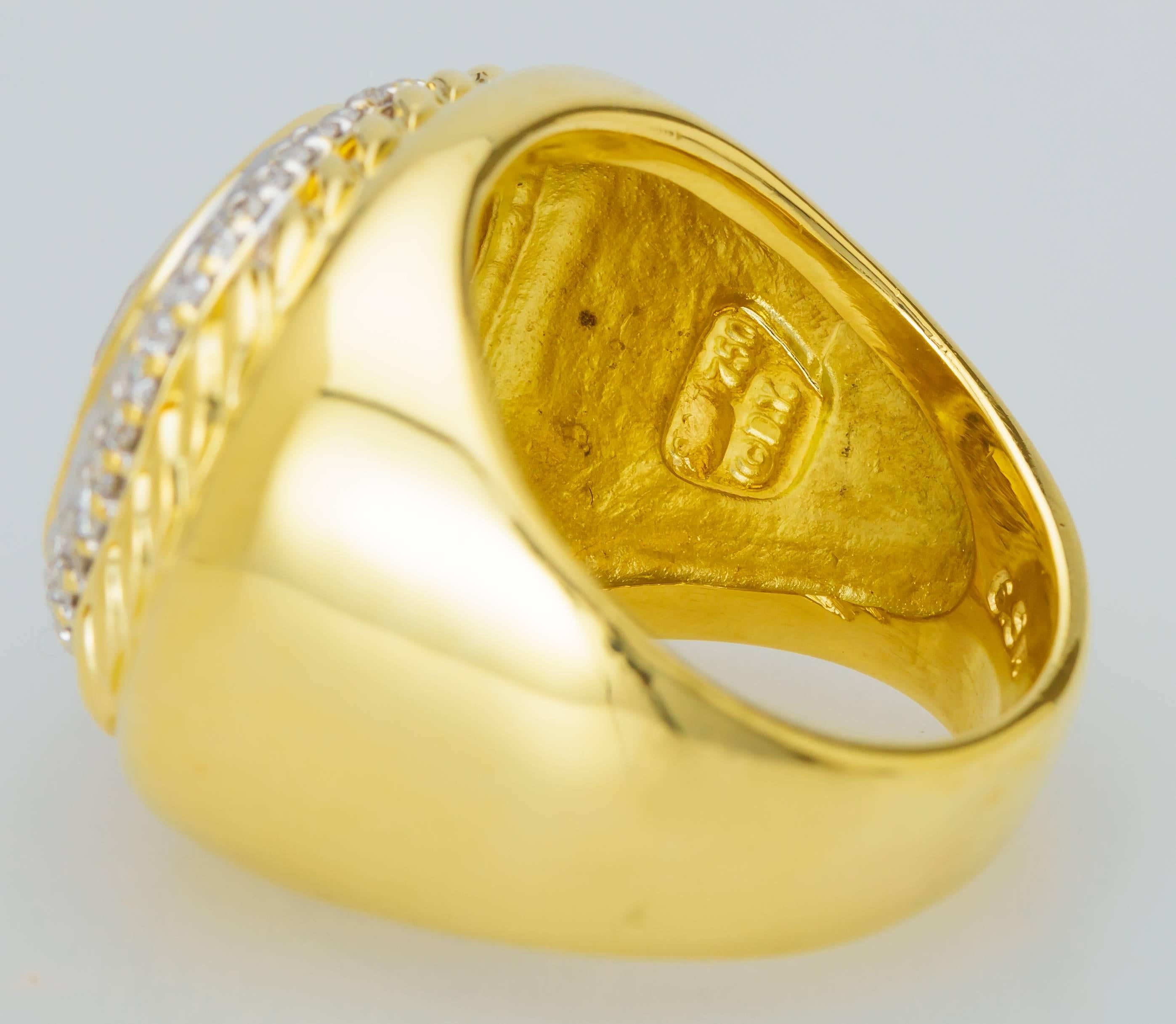 Women's David Yurman Citrine Diamond 18k Gold and Sterling Silver Cocktail Ring