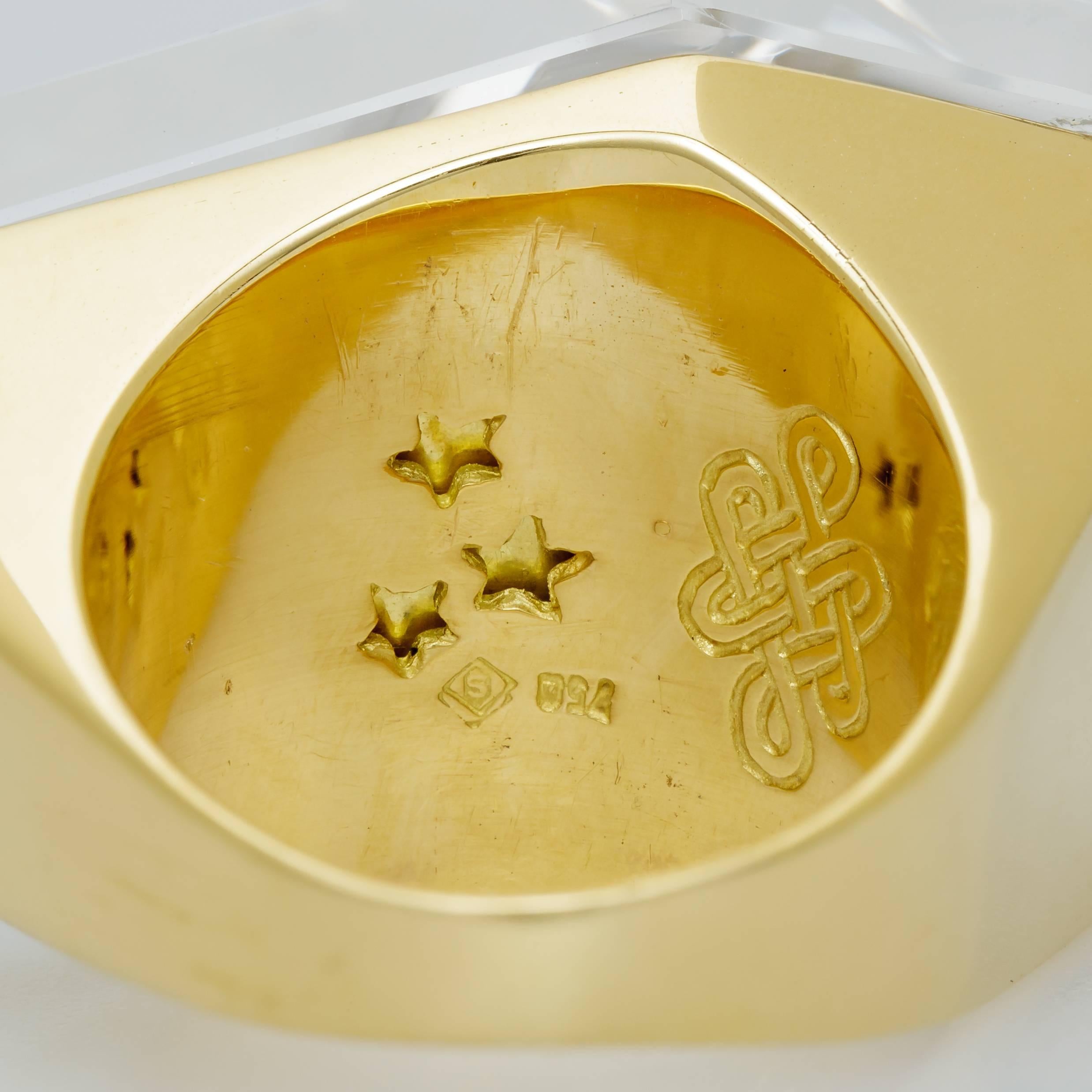 Women's H. Stern Large 54.46 Carat Quartz Gold Ring For Sale