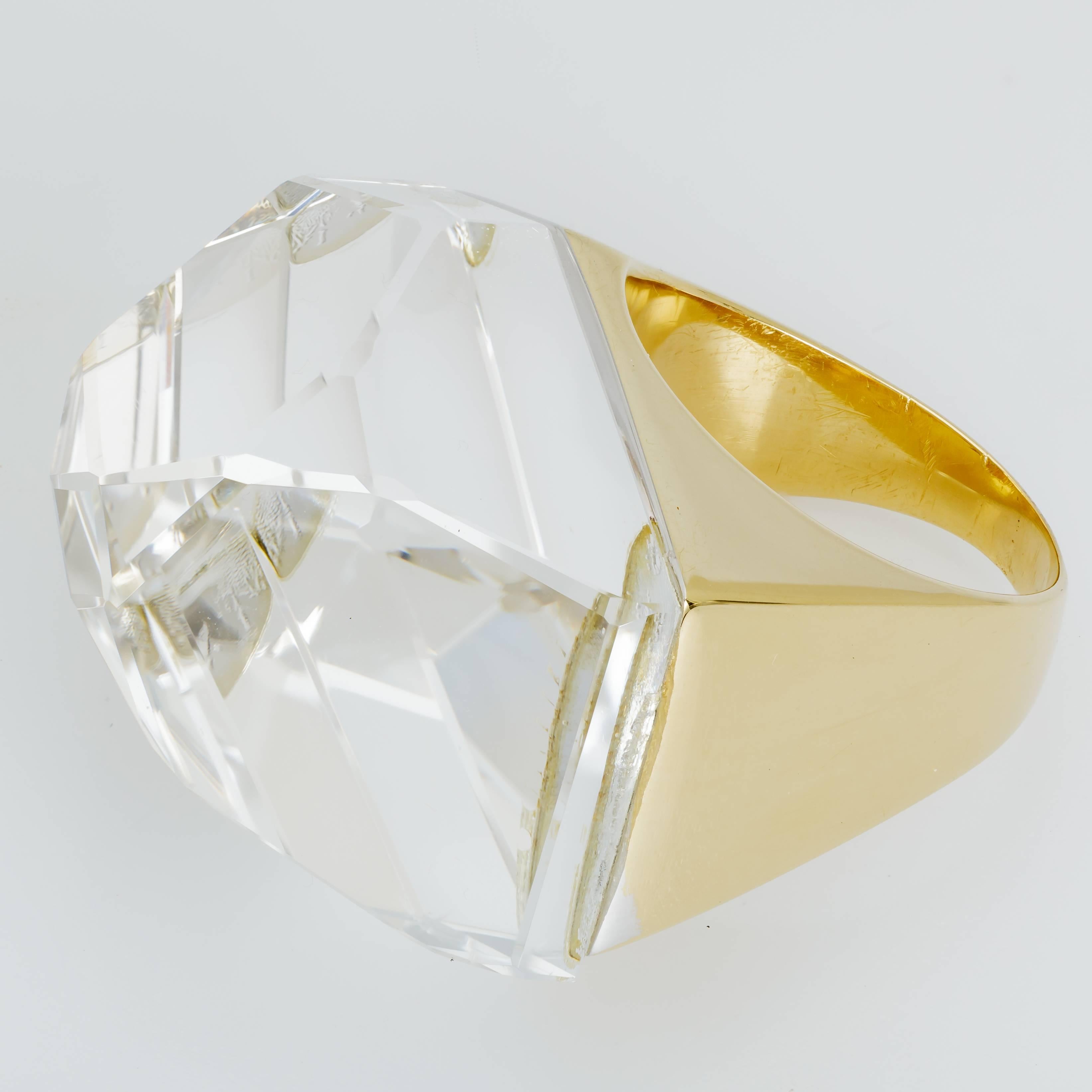H. Stern Large 54.46 Carat Quartz Gold Ring In New Condition For Sale In Houston, TX