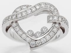 Chopard Happy Heart Diamond Ring 0.92 Carat 18 Karat White Gold