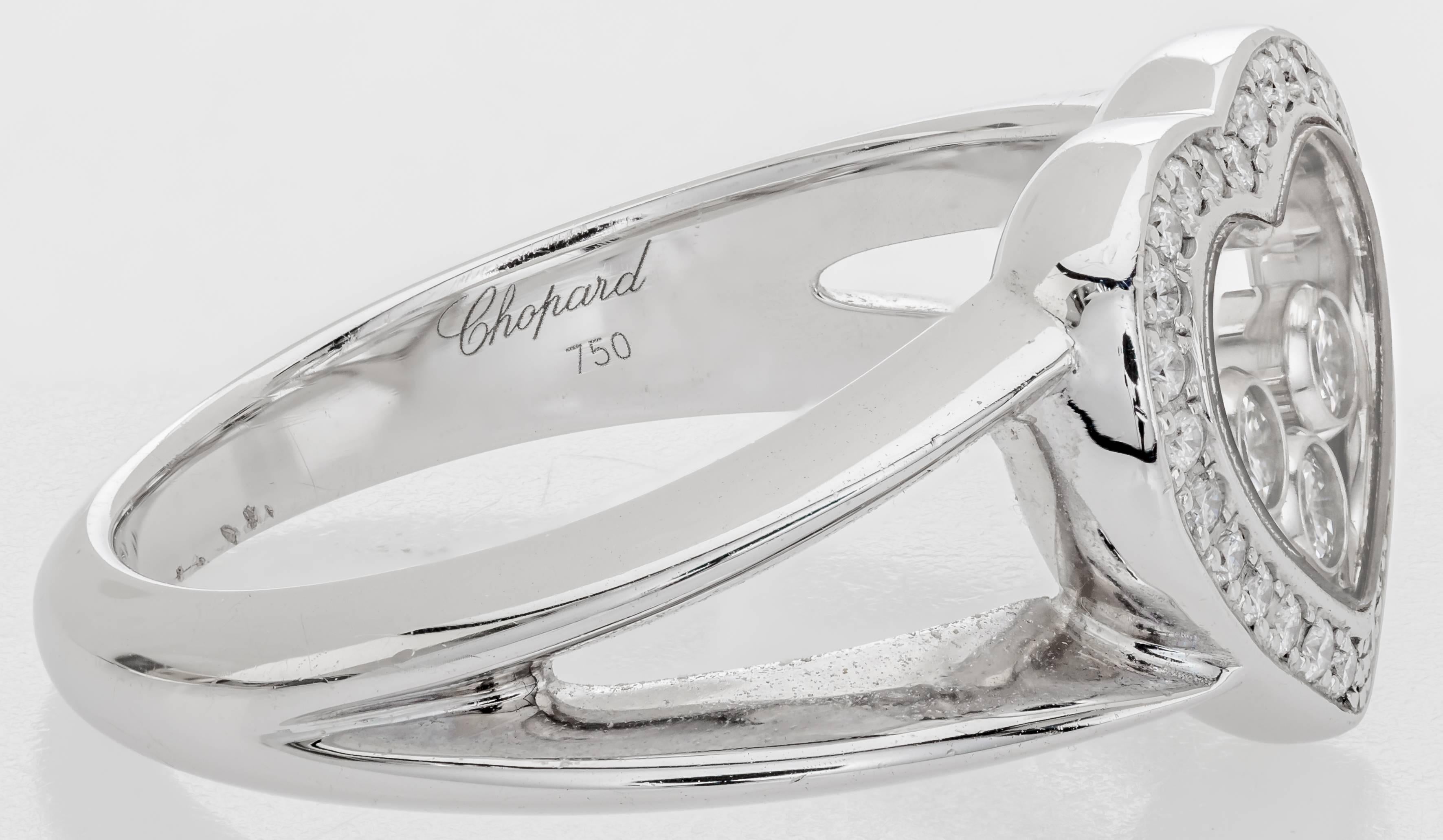 Chopard Happy Heart Diamond Ring 0.27 Carat 18 Karat White Gold In New Condition For Sale In Houston, TX