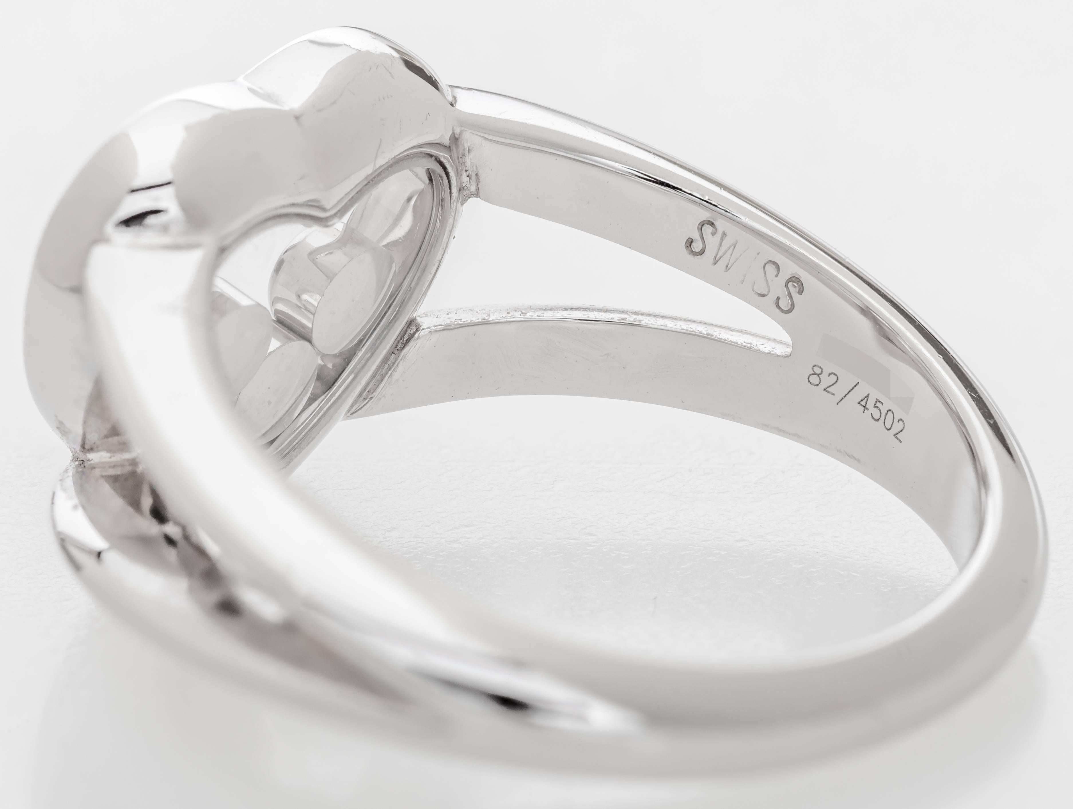 Women's Chopard Happy Heart Diamond Ring 0.27 Carat 18 Karat White Gold For Sale
