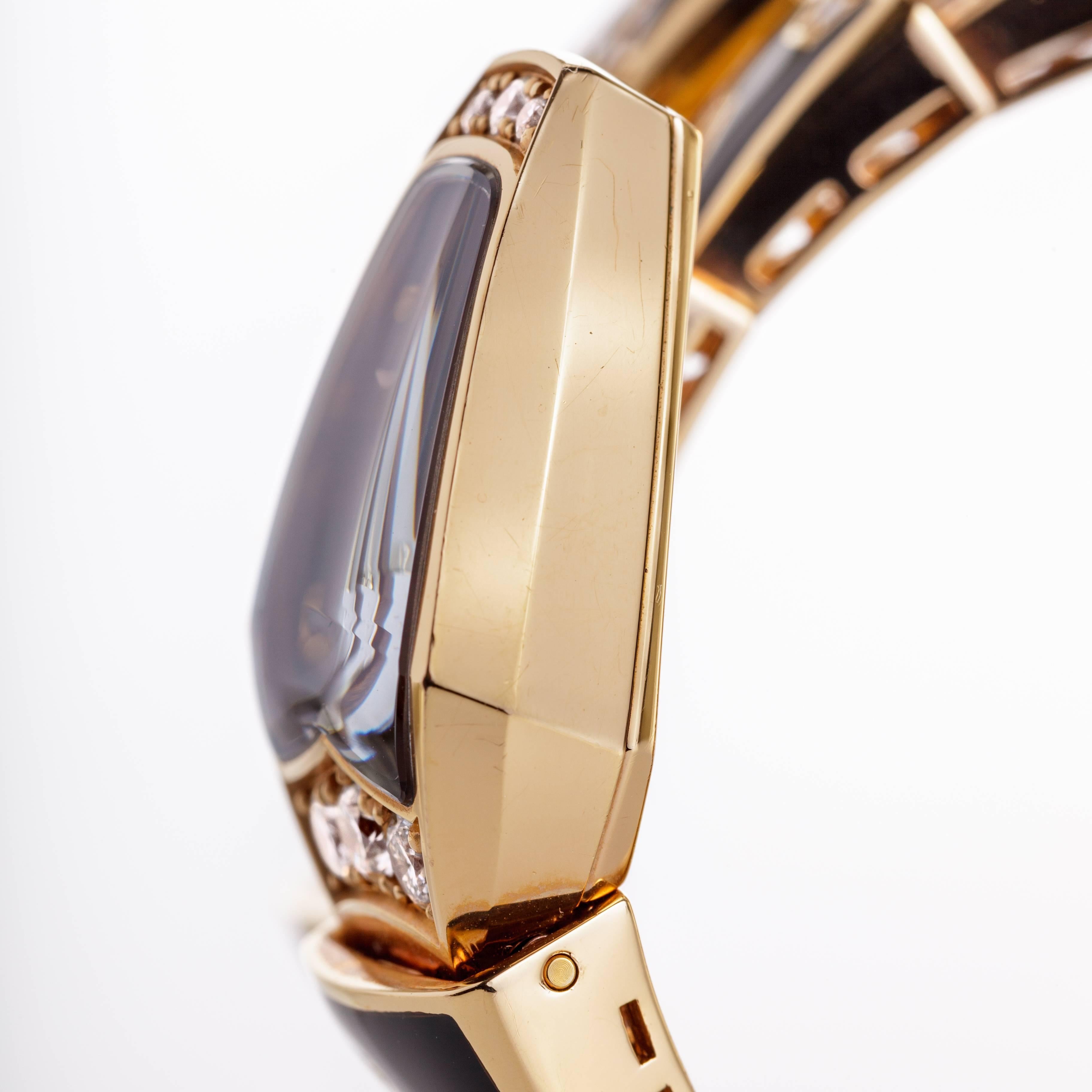 Bulgari Rose Gold Diamond Black Enamel Serpenti Bracelet quartz Wristwatch  In Excellent Condition In Houston, TX