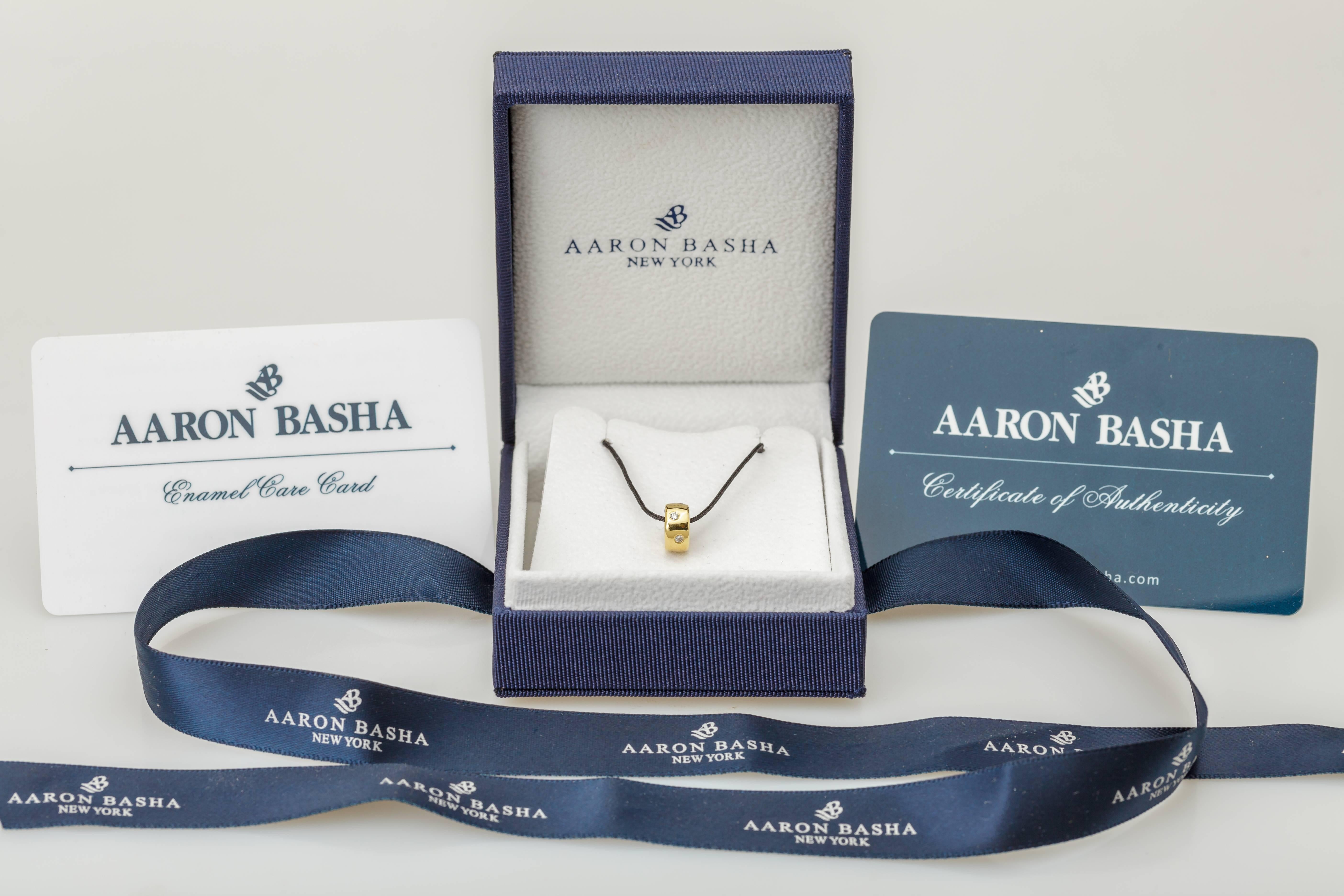 Aaron Basha 18 Karat Yellow Gold Spacer Charm Diamond 0.18 Carat In Excellent Condition In Houston, TX