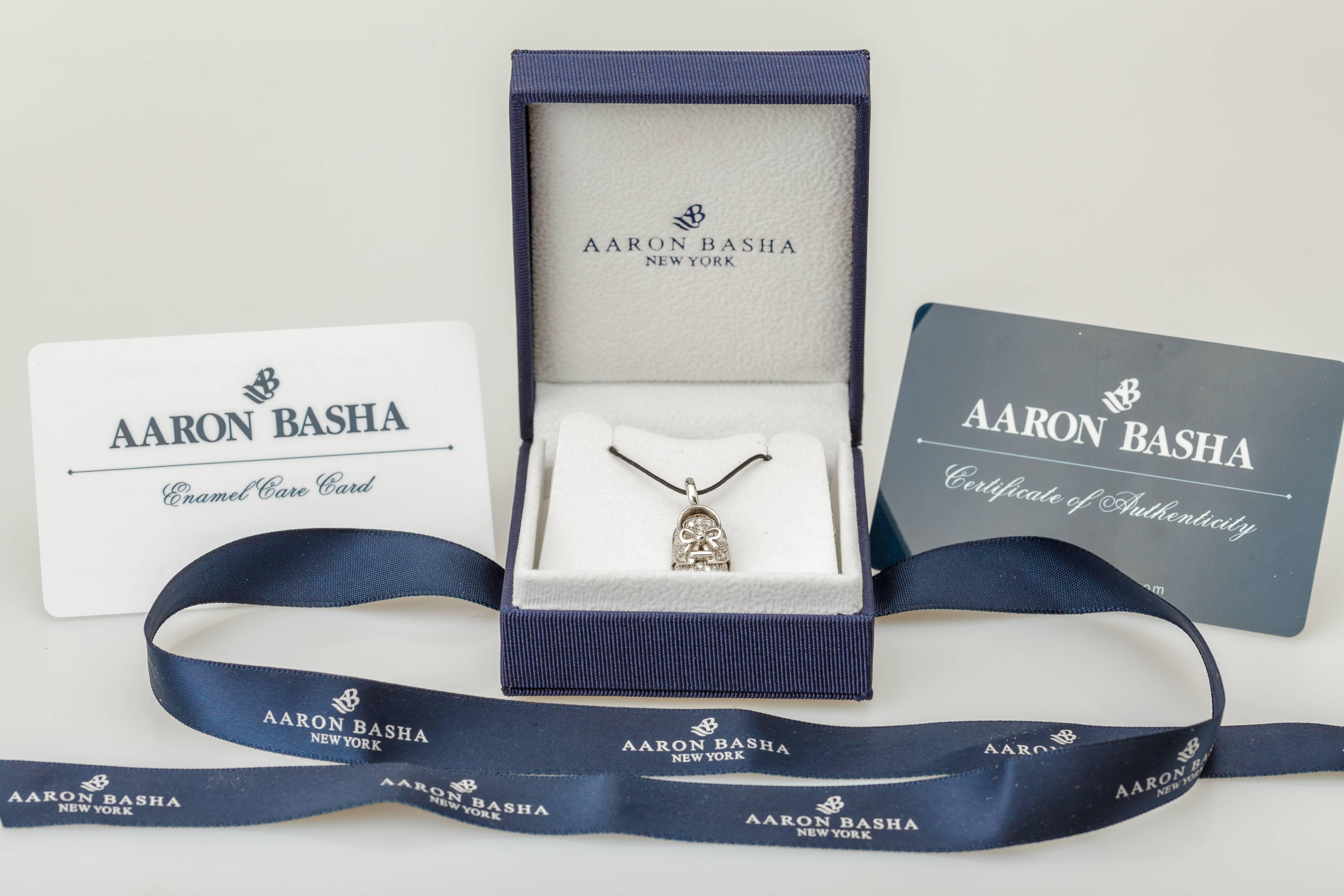 Aaron Basha Diamonds 0.65 Carat White Gold Saddle Baby Shoe Charm In New Condition For Sale In Houston, TX