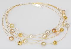 Yvel South Sea Pearl Necklace Multicolored Multi-Row 18 Karat Yellow Gold