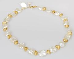 Yvel Freshwater Keshi Pearl Strand Necklace 18 Karat Yellow Gold 18 Inches