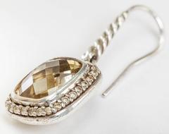 David Yurman Champagne Citrine 0.37 Carat Diamond Sterling Silver Drop Earrings